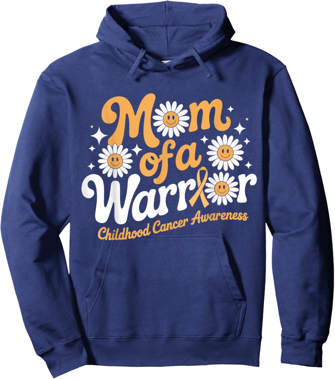 Mom of A Warrior Childhood Cancer Awareness Support Hoodie - Hoodie | Navy