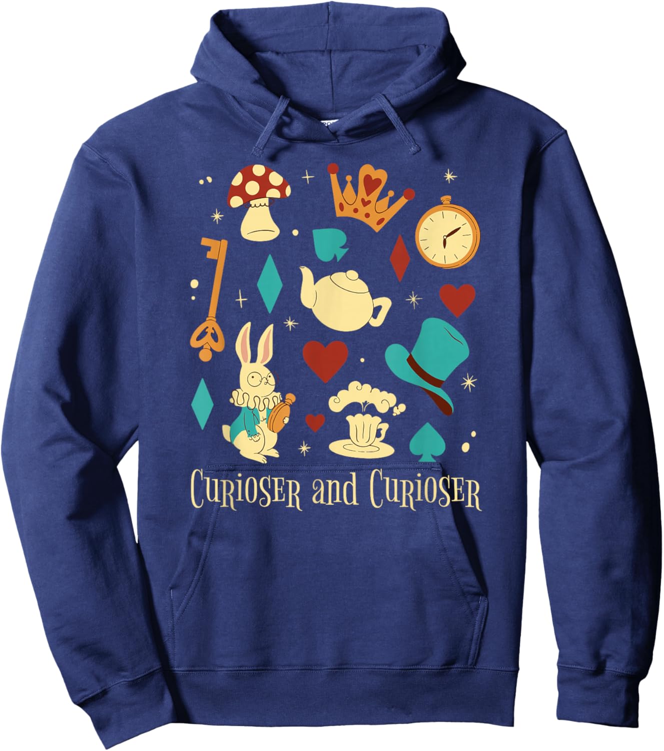 Curiouser and Curiouser Quote Alice Hoodie - Hoodie | Navy