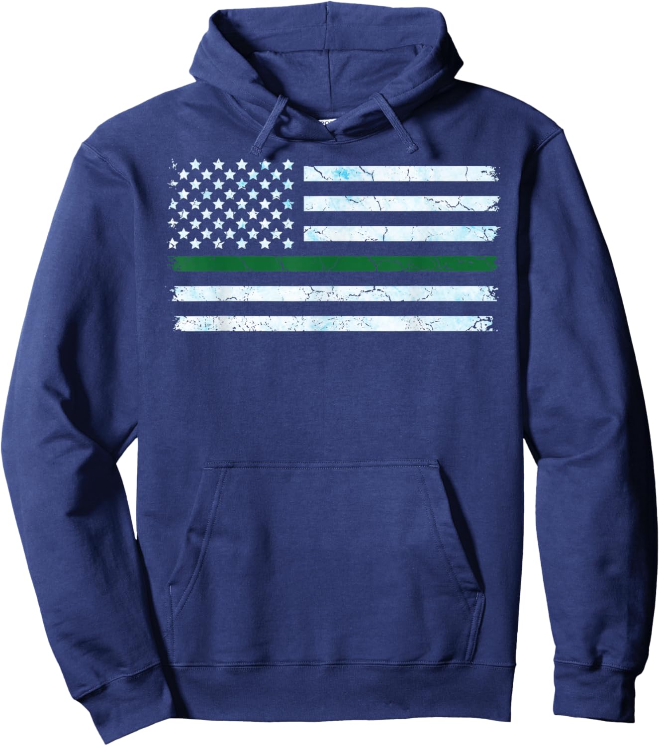 US America Flag Thin Green Line I Support ICE Stand with ICE Hoodie - Hoodie | Navy