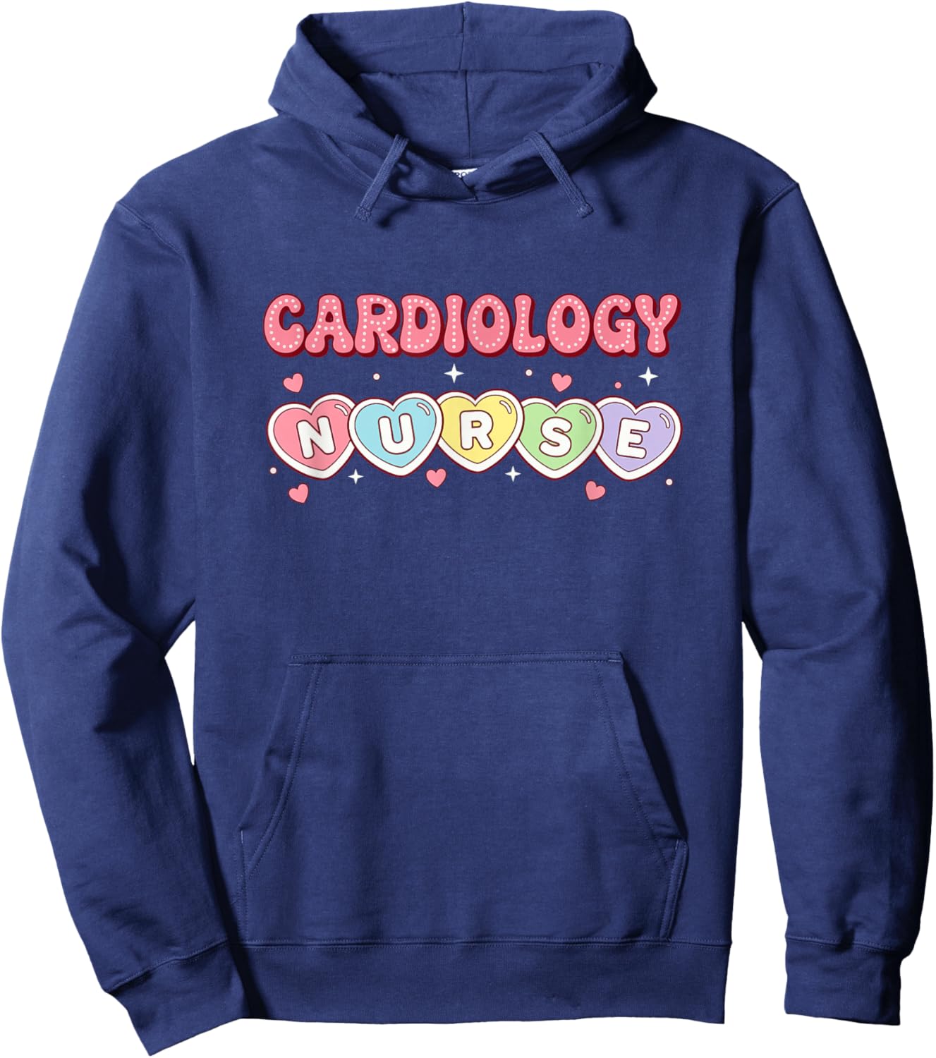 Cardiac Nurse Love Hearts Valentine Cardiology Nurse Hoodie - Hoodie | Navy