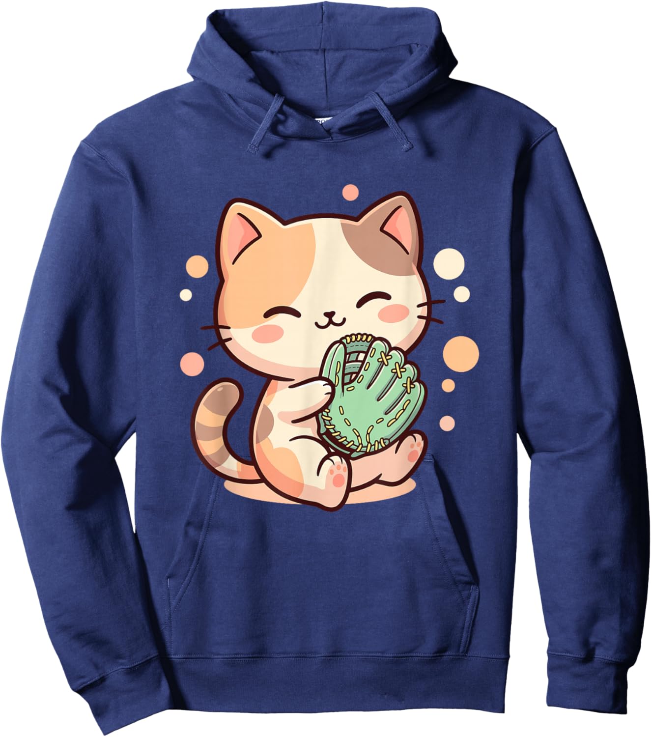Cute Kawaii Cat Softball Hoodie - Hoodie | Navy