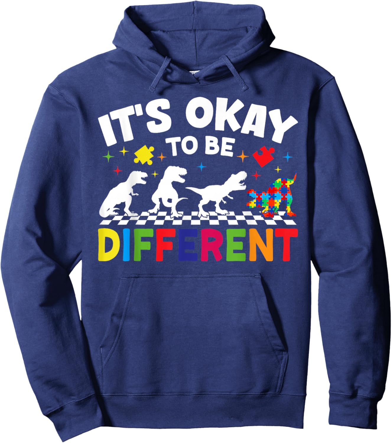 It's Ok to Be Different Autism Awareness Dinosaur Boy Girl Hoodie - Hoodie | Navy