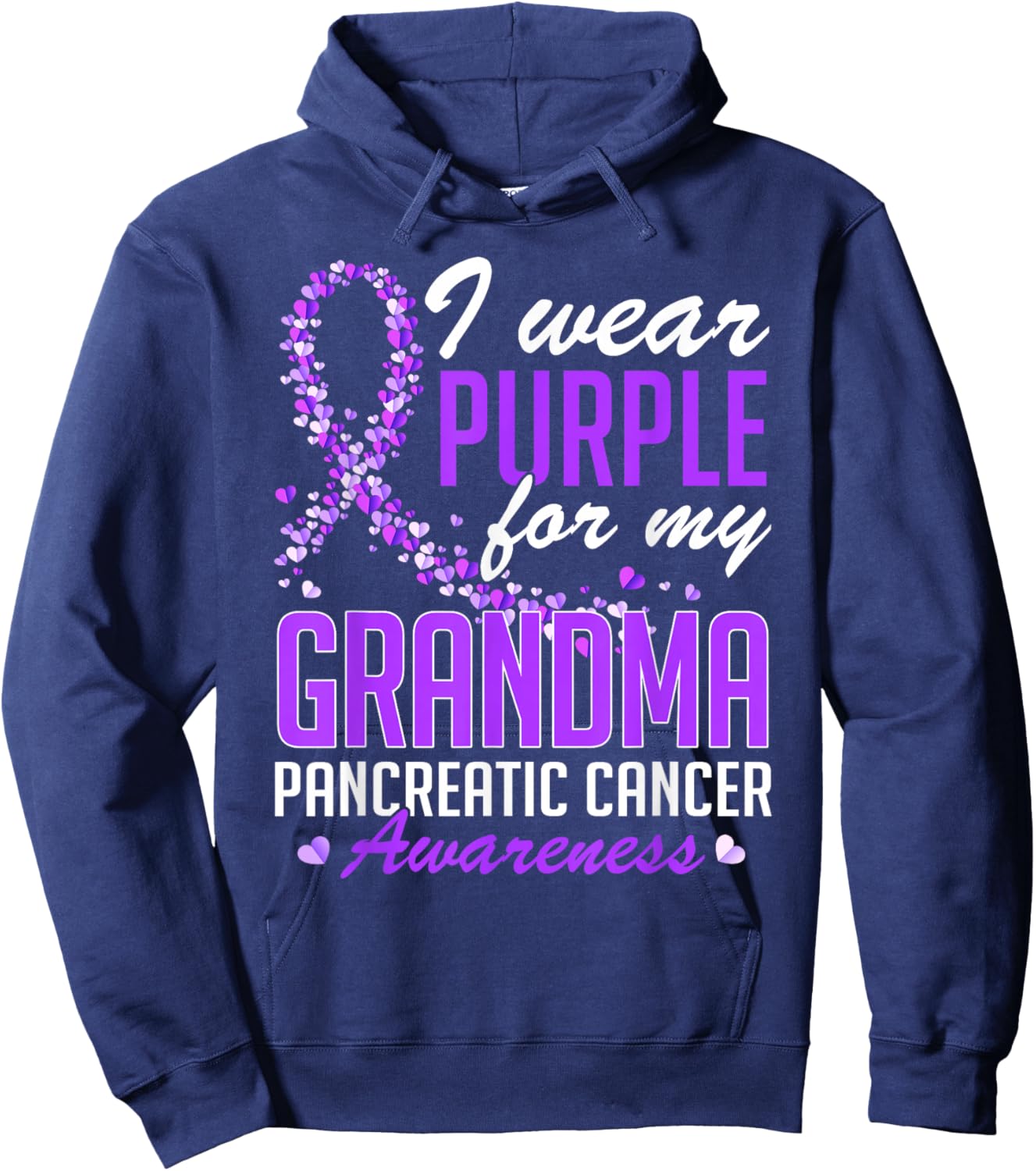 I Wear Purple for My Grandma Pancreatic Cancer Awareness Hoodie - Hoodie | Navy