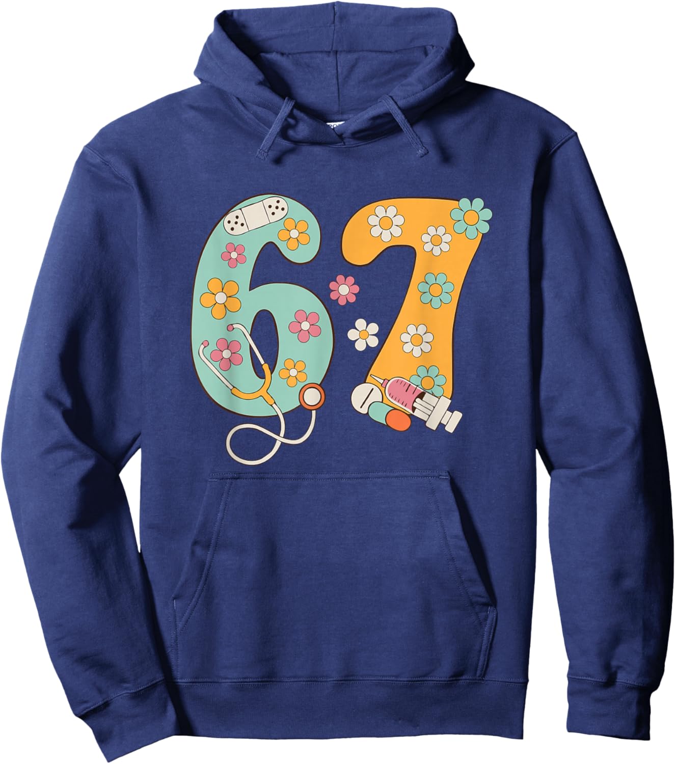 67 Shirt for Nurse 67 Meme Women Doctor Nursing Six Seven Hoodie - Hoodie | Navy