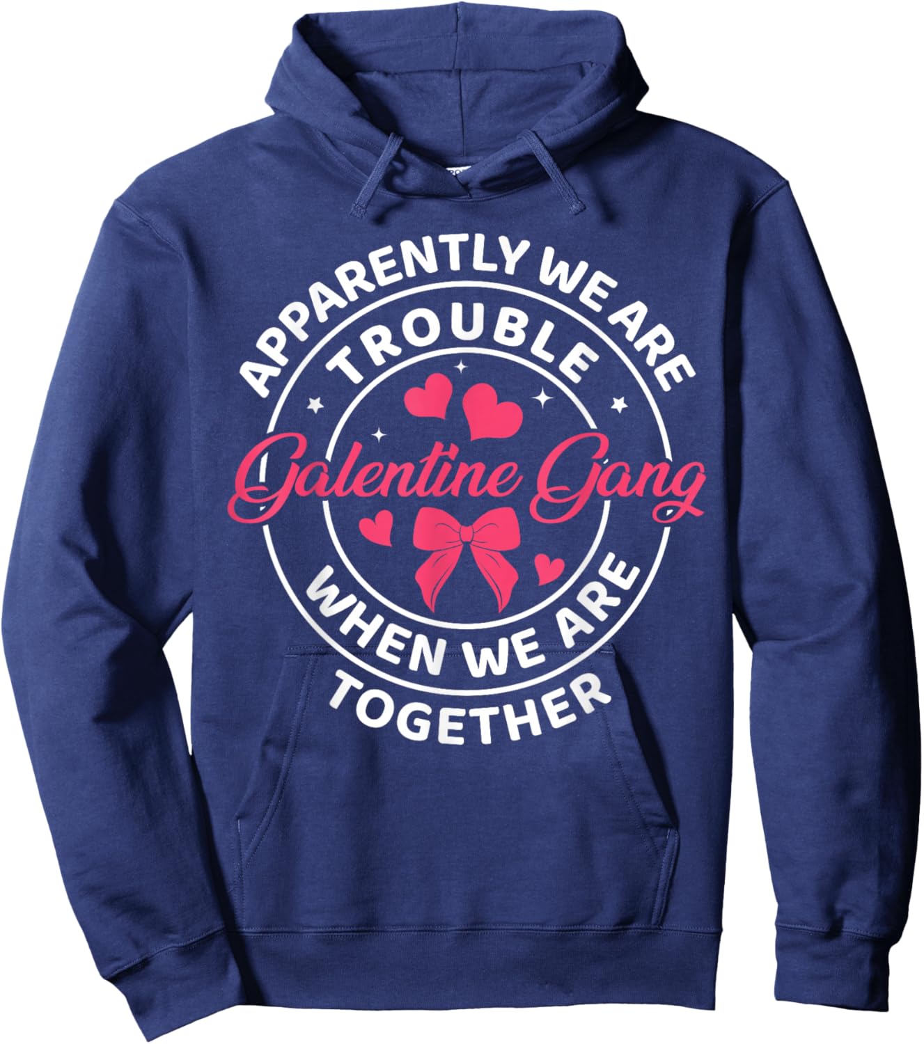 Girls Night Squad Galentine Gang Women Valentines Day Hoodie - Hoodie | Navy