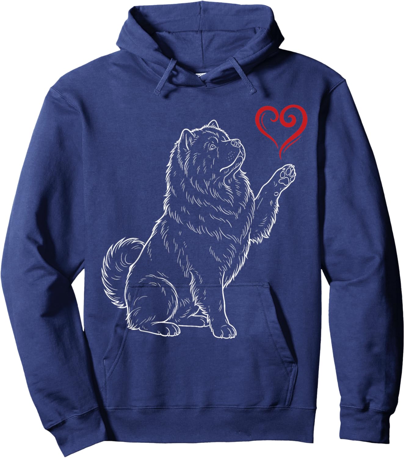 Chow Chow Lover Dog Art Holding Heart Valentines Hoodie - Hoodie | Navy