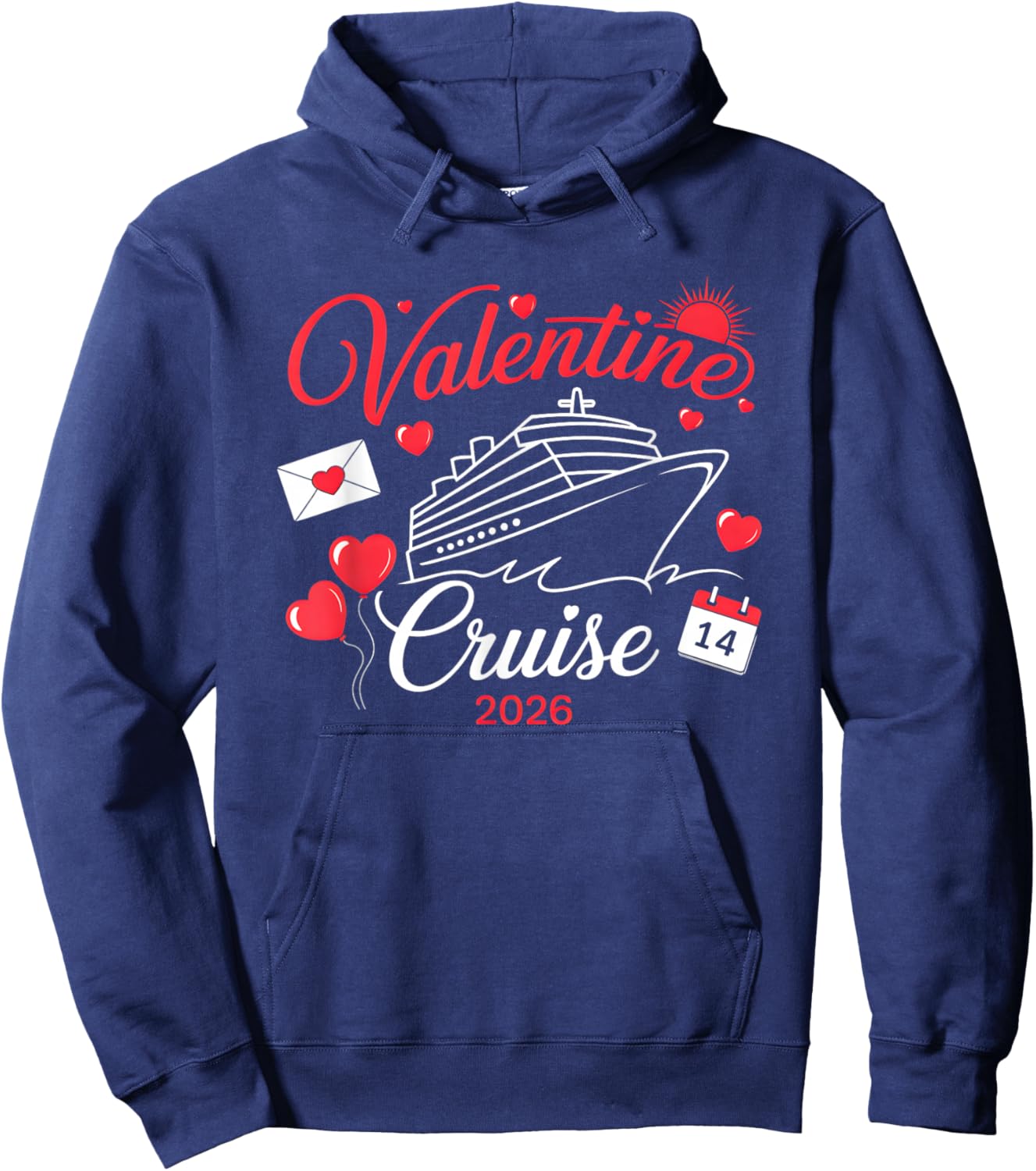 Valentine Cruise 2026 Funny for Couples Matching Holiday Hoodie - Hoodie | Navy
