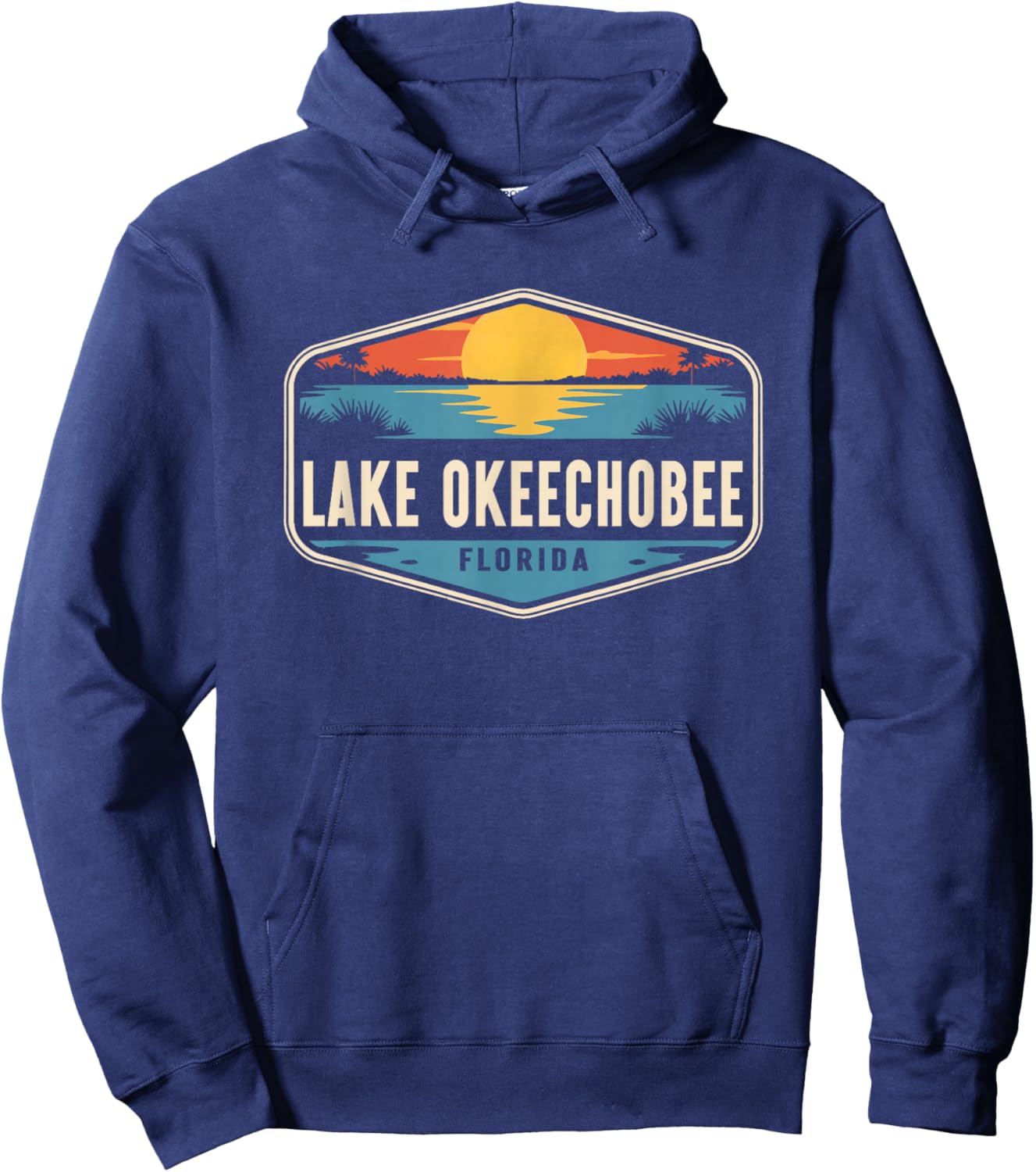 Lake Okeechobee Florida Outdoors Vintage Hoodie - Hoodie | Navy