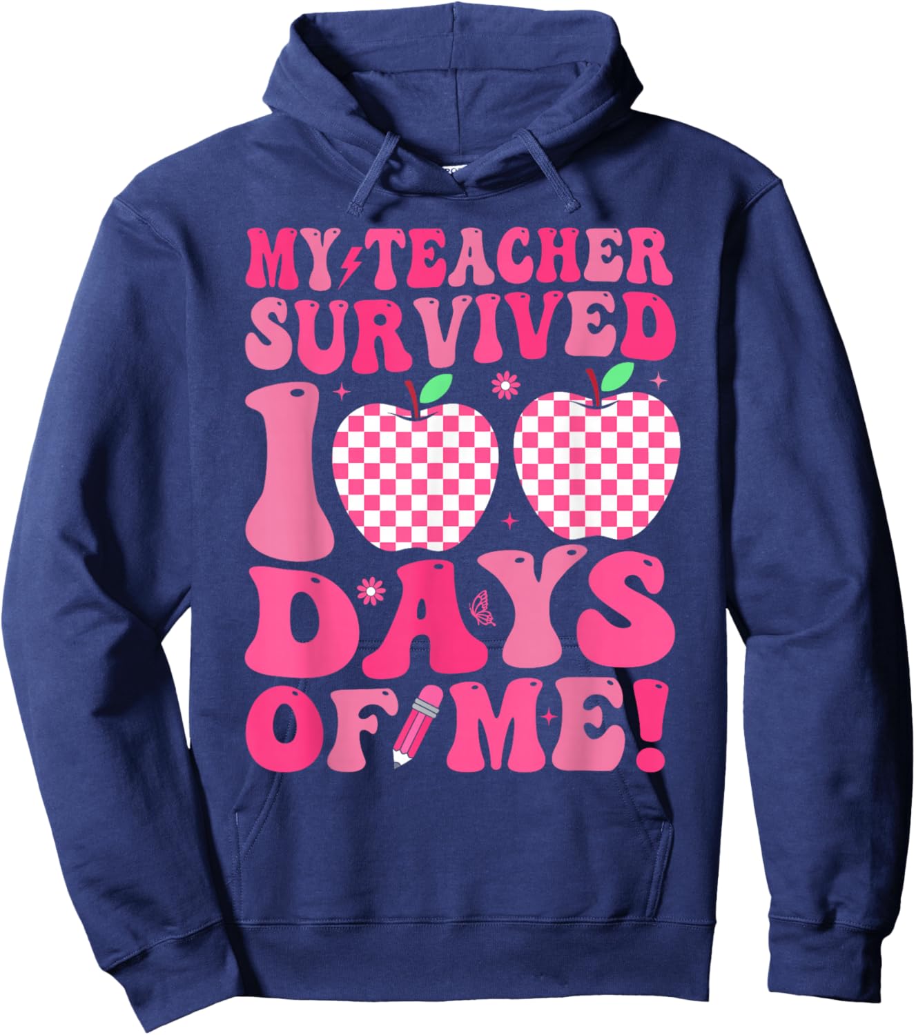 My Teacher Survived 100 Days Boys Kids 100th Day of School Hoodie - Hoodie | Navy