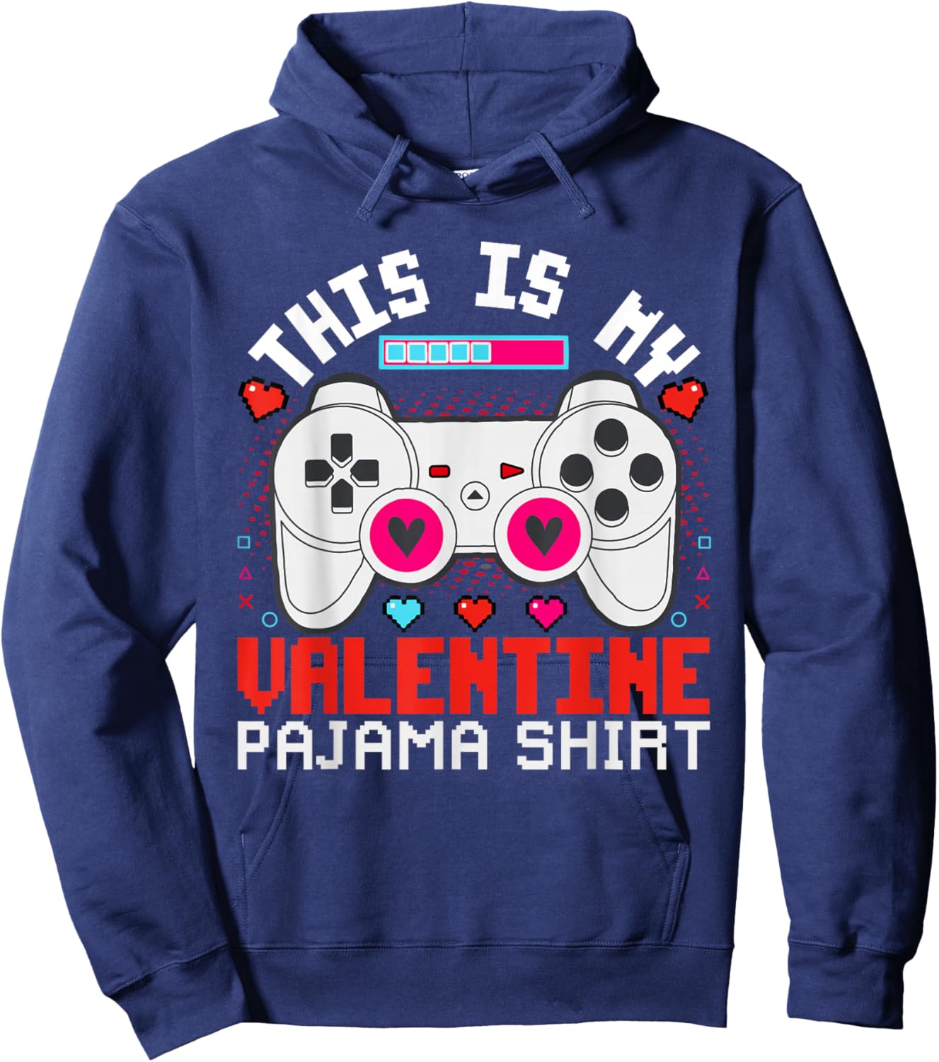 This is My Valentine Pajama Video Games Valentine Boy Hoodie - Hoodie | Navy