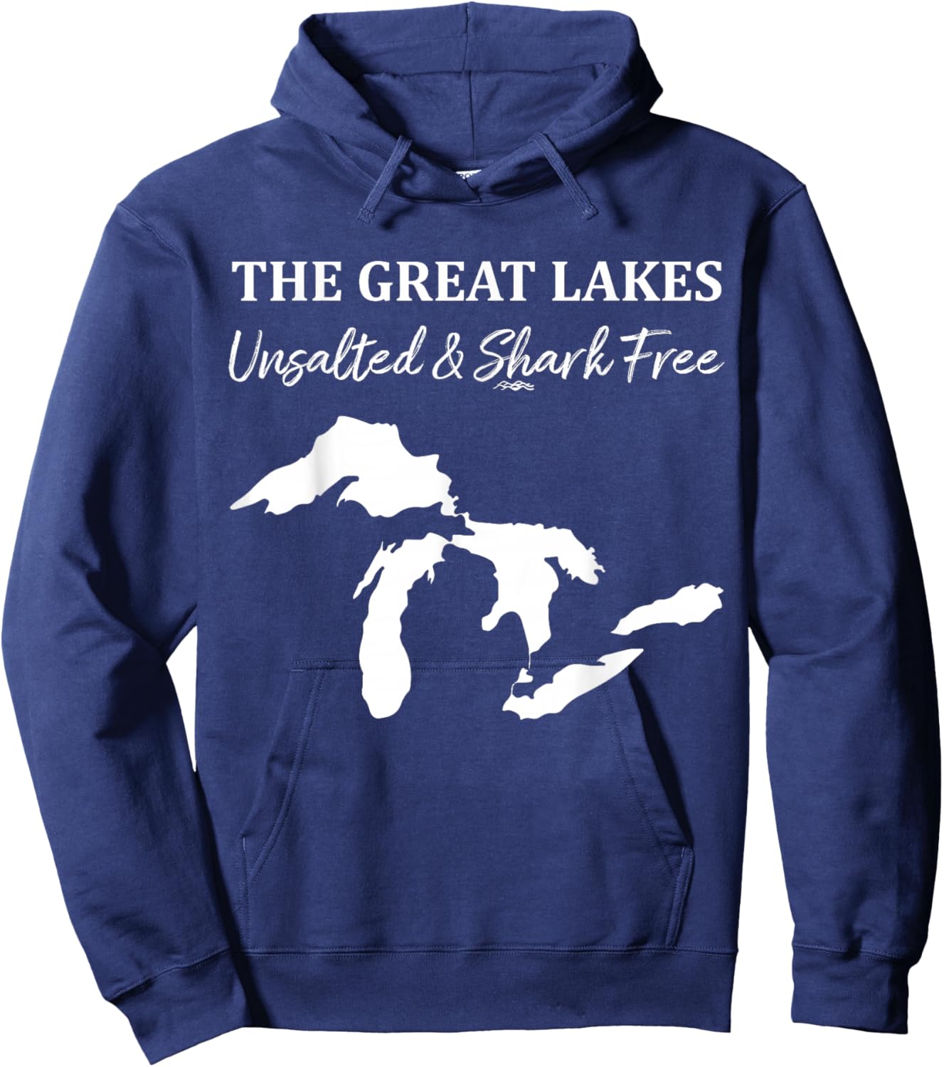 The Great Lakes Unsalted & Shark Free Michigan Superior Map Hoodie - Hoodie | Navy