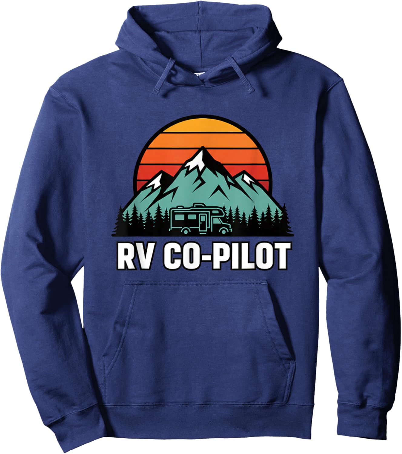 Rv Co Pilot Mountain Travel Sunset Camper Motorhome Roadtrip Hoodie - Hoodie | Navy