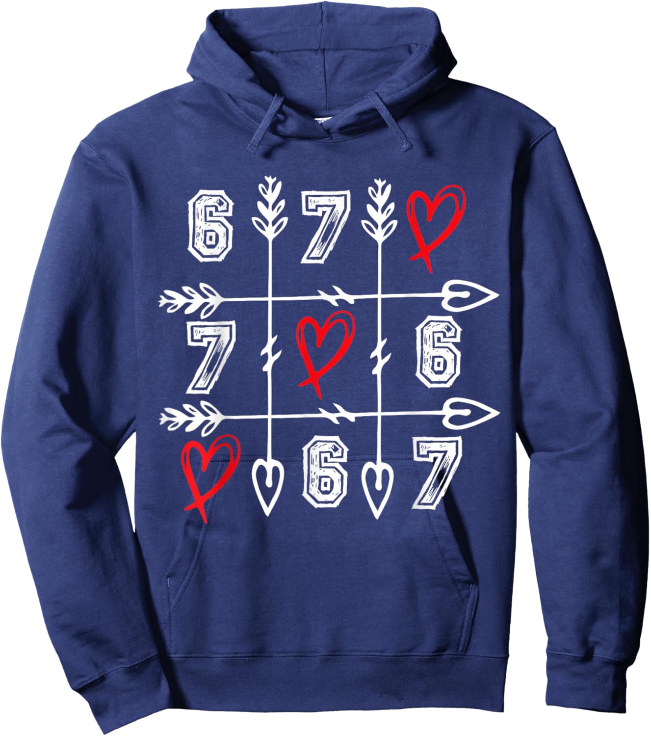 Six Seven 67 Meme 6 7 Valentines Day Heart Men Women Kids Hoodie - Hoodie | Navy