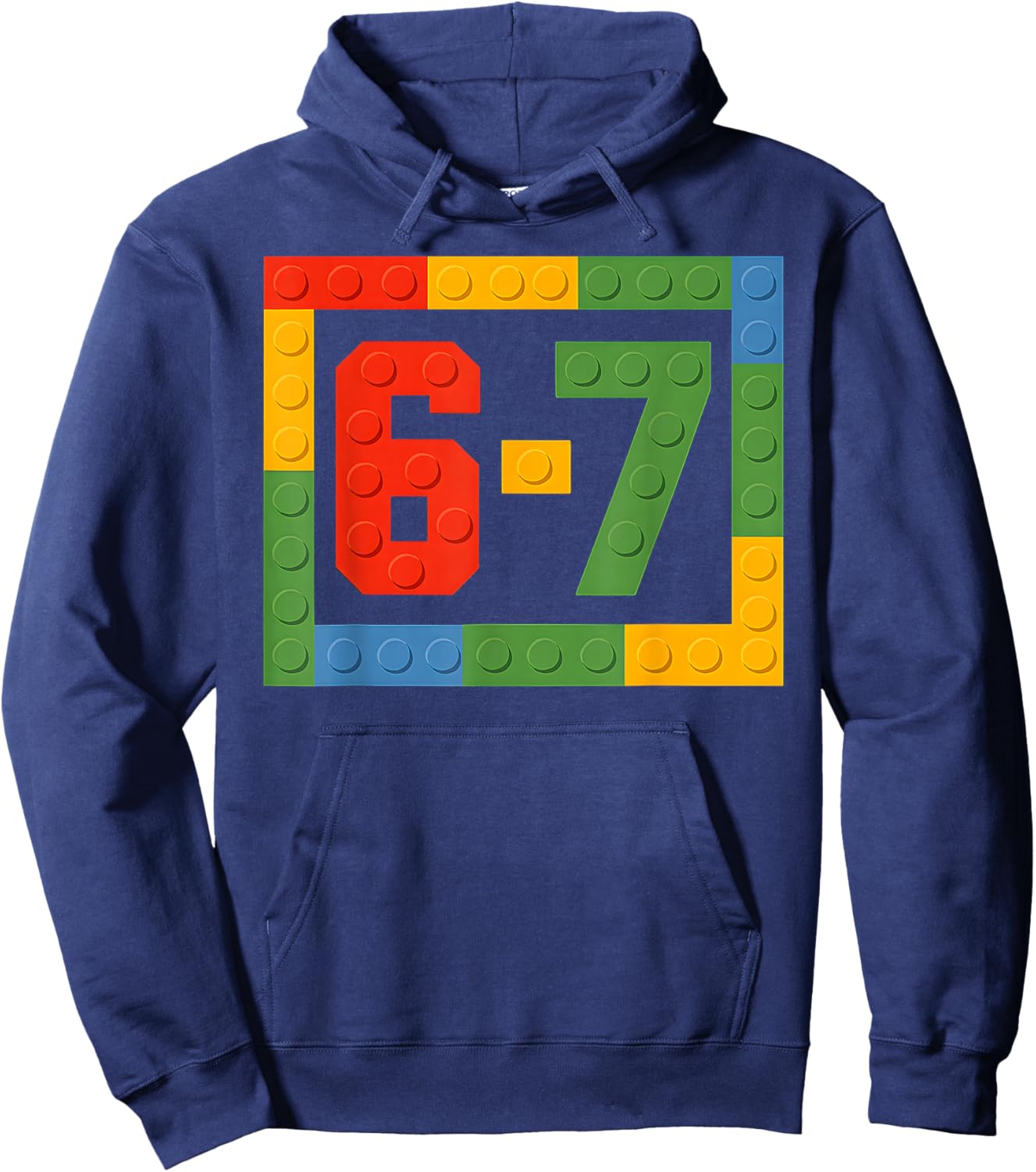 67 Building Blocks for Kids Boys Six Seven Funny 6-7 Meme Hoodie - Hoodie | Navy