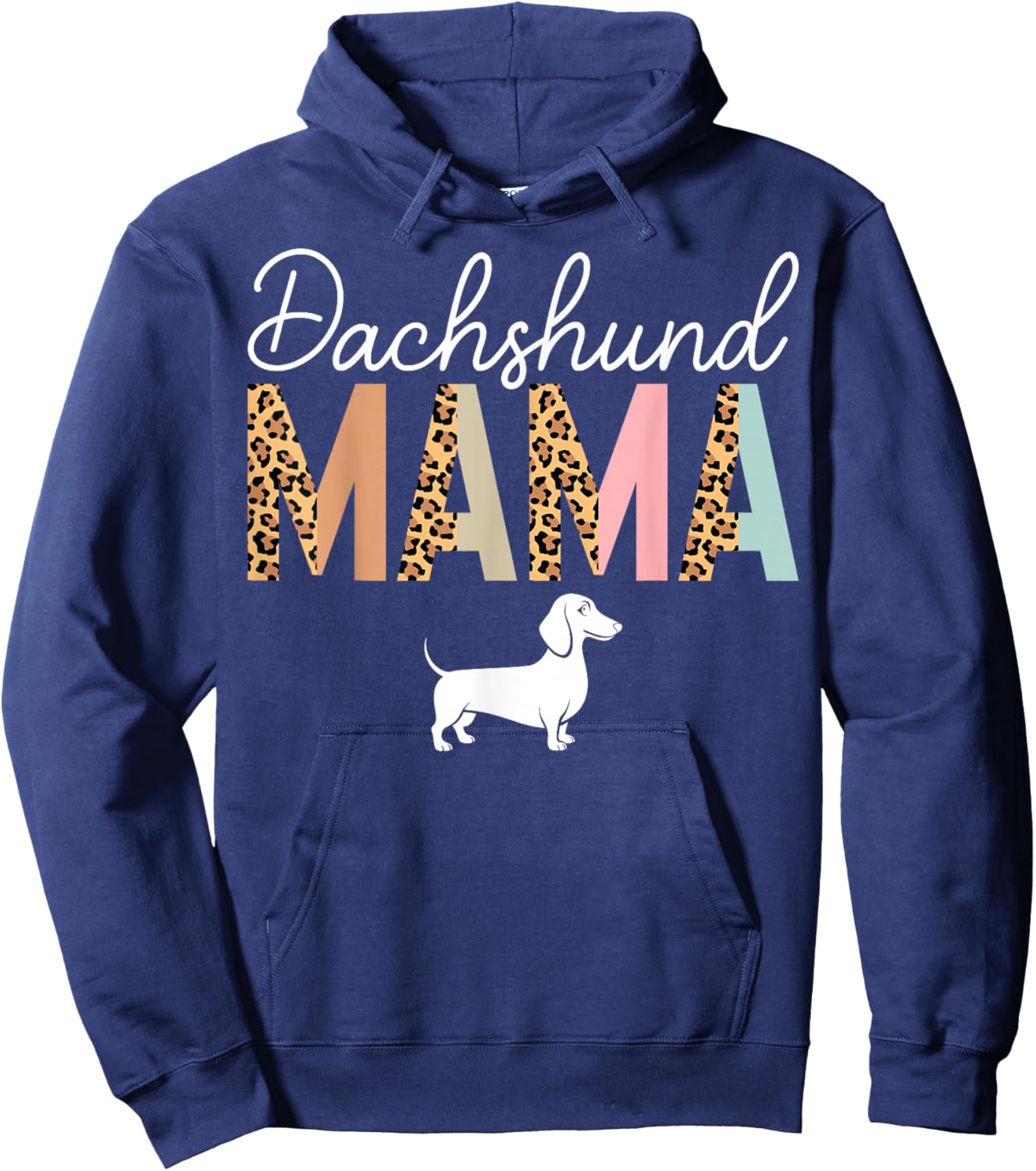 Dachshund Mama Leopard - Dog Lover Dachshund Owner Mom Hoodie - Hoodie | Navy