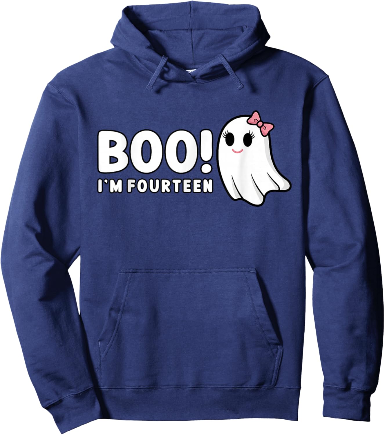Boo Im Fourteen Cute 14 Year Old Girl Ghost Halloween B Day Hoodie - Hoodie | Navy