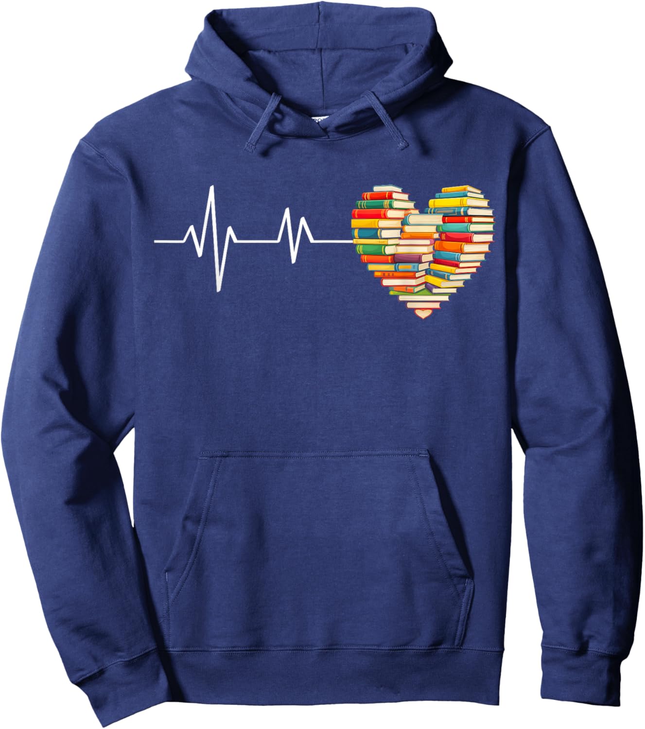 Love Books Heartbeat Heart Book Lover Books Reading Hoodie - Hoodie | Navy