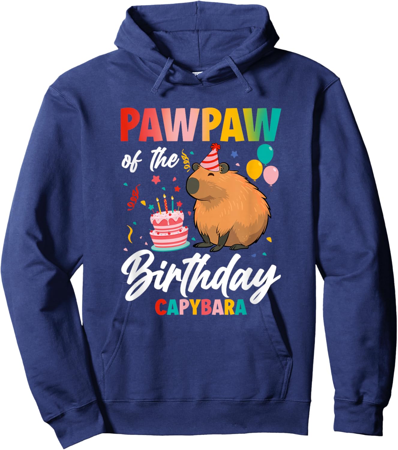 Pawpaw of The Birthday Capybara Girl Bday Party Family Hoodie - Hoodie | Navy