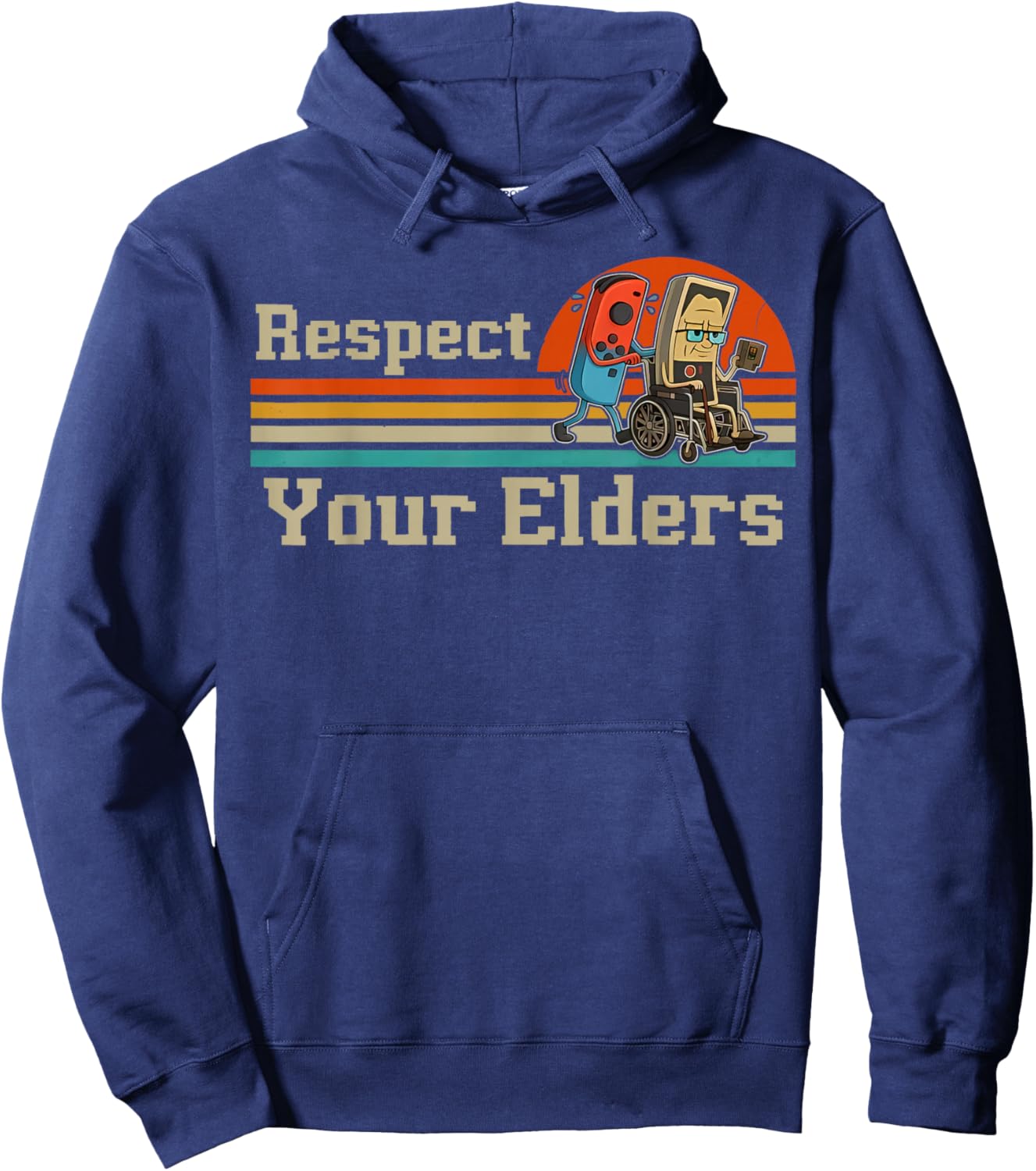 Respect Your Elders Retro Gaming Funny Gamer Controller 80s Hoodie - Hoodie | Navy