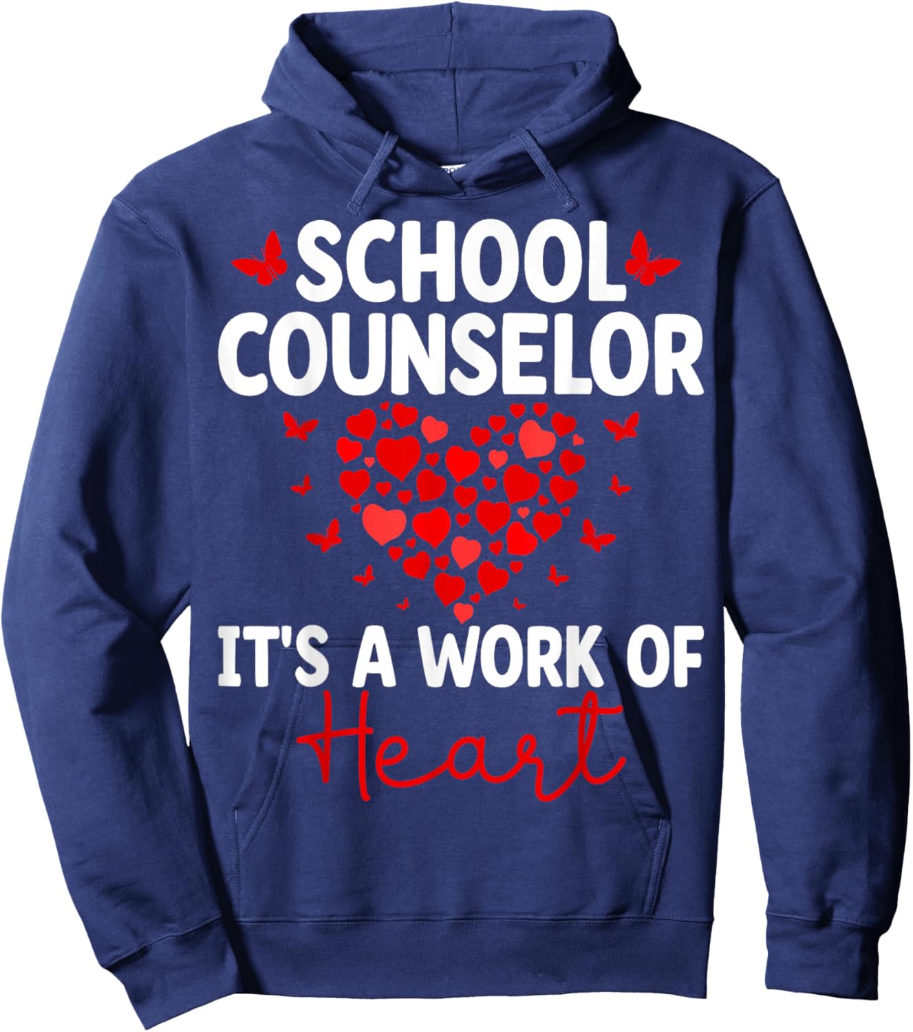 School Counselor It's a Work of Heart Valentine’s Day Hoodie - Hoodie | Navy