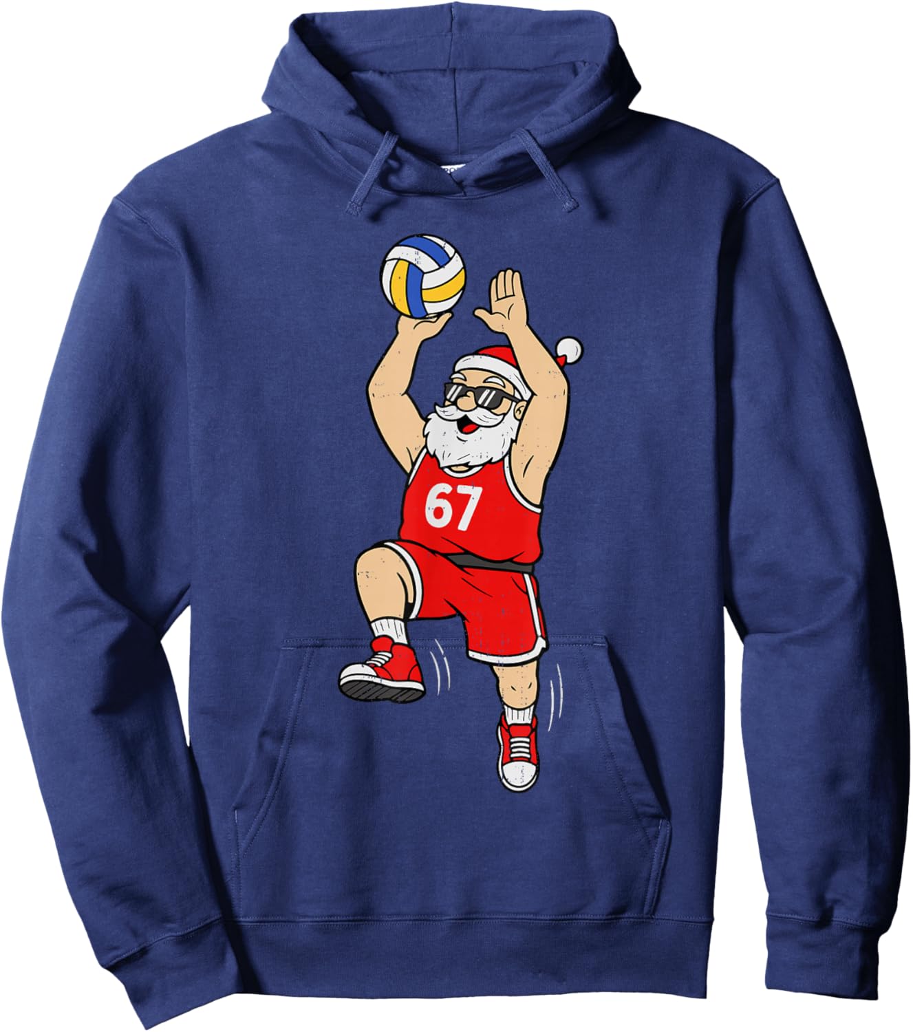 67 Volleyball Santa Six Seven Meme Christmas Sport Boys Hoodie - Hoodie | Navy