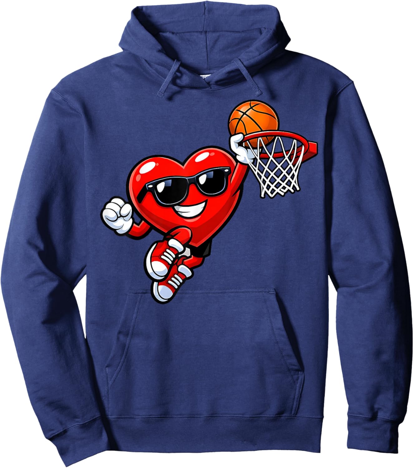 Valentines Day Basketball Heart Dunking Men Boys Kids Youth Hoodie - Hoodie | Navy