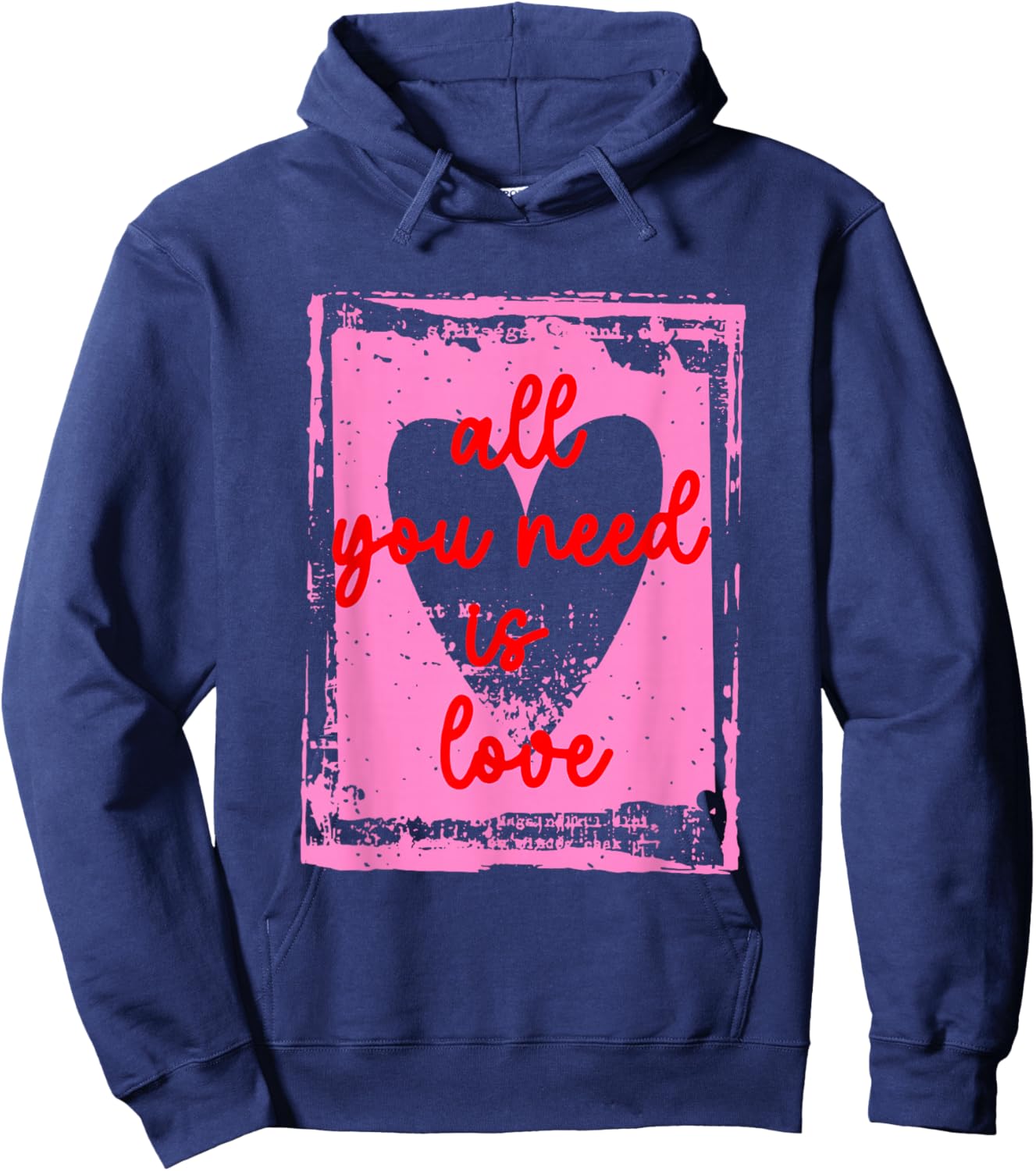 Retro All You Need is Love Funny Valentine Heart Cute Girly Hoodie - Hoodie | Navy