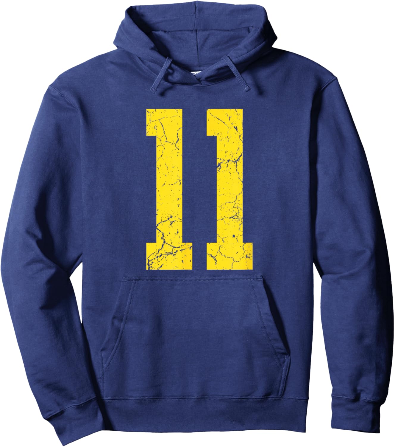 Distressed Bright Gold Number 11 Jersey Player Uniform #11 Hoodie - Hoodie | Navy