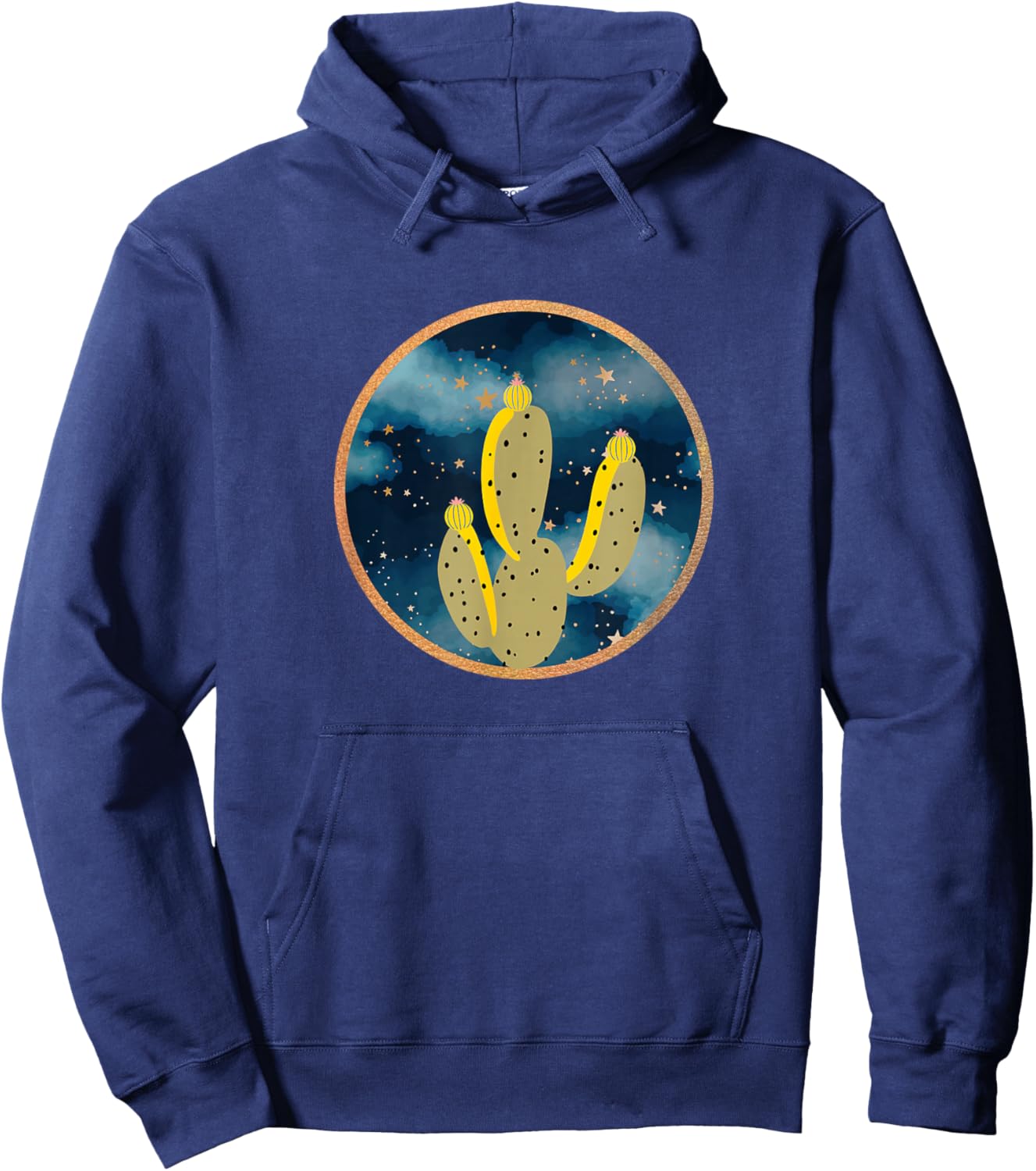 Desert Cactus Under Starry Night Sky Hoodie - Hoodie | Navy