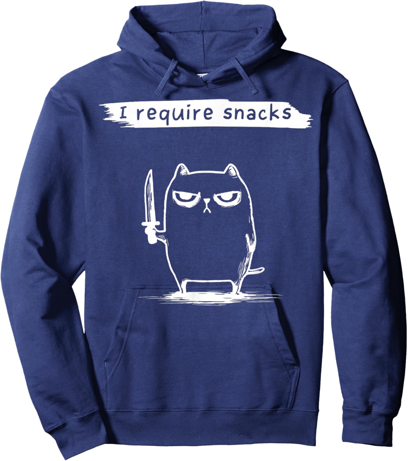 Funny Cat Meme I Require Snacks Design Men Women Kids Hoodie - Hoodie | Navy
