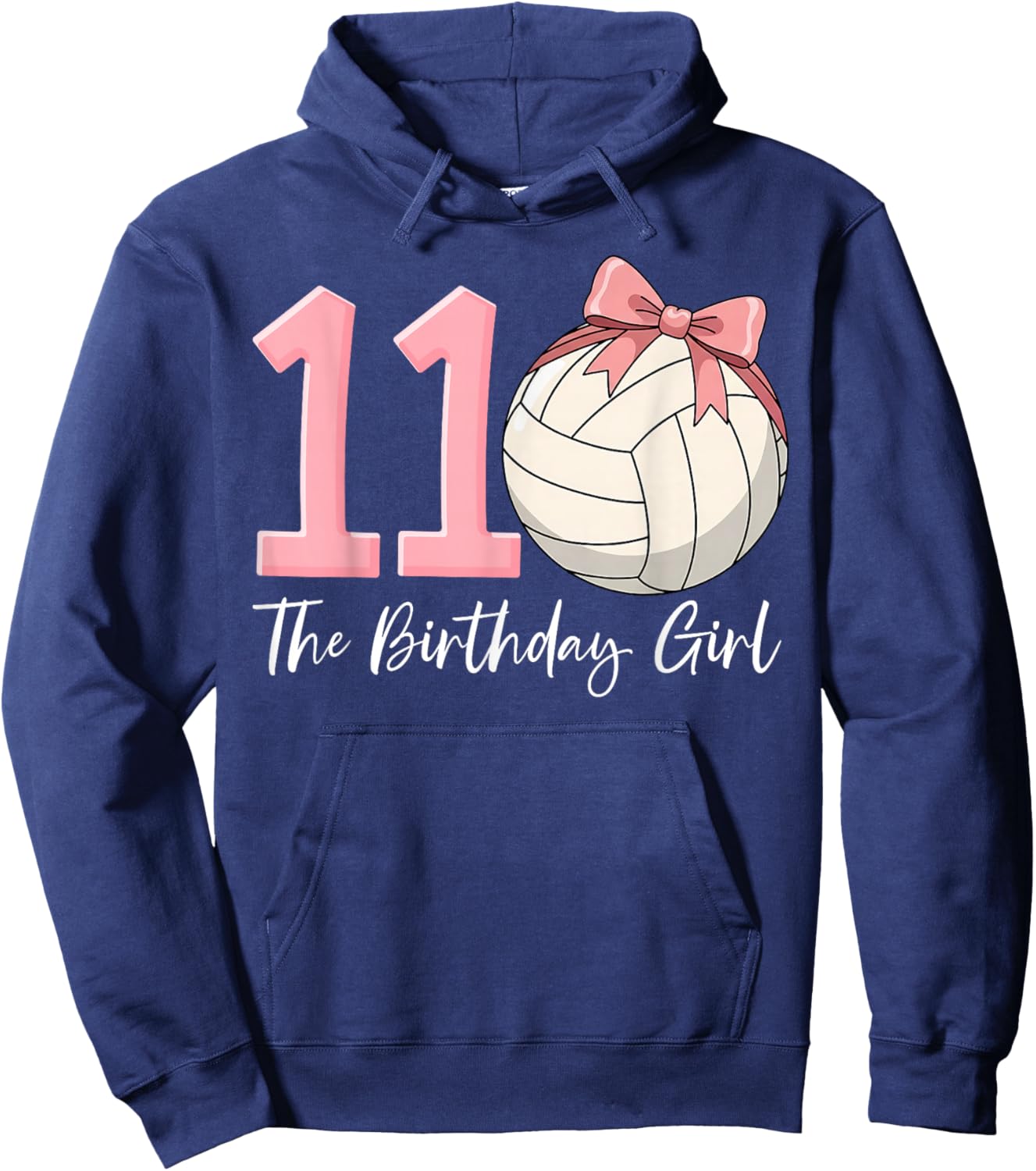 11th Birthday Girl Volleyball Ball Coquette Pink 11 Hoodie - Hoodie | Navy