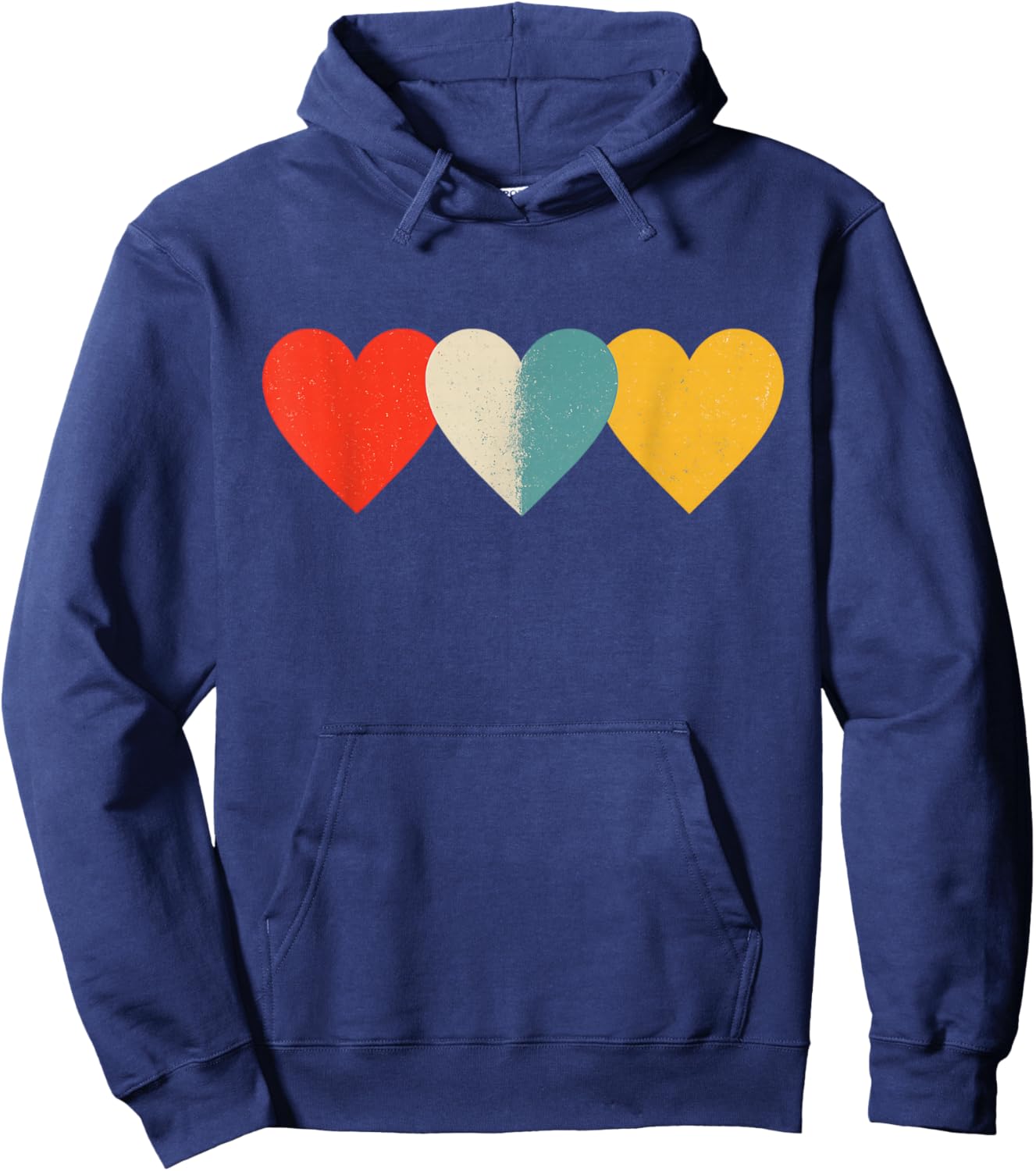 Vintage Hearts Cool Retro Valentines Day Men Hoodie - Hoodie | Navy