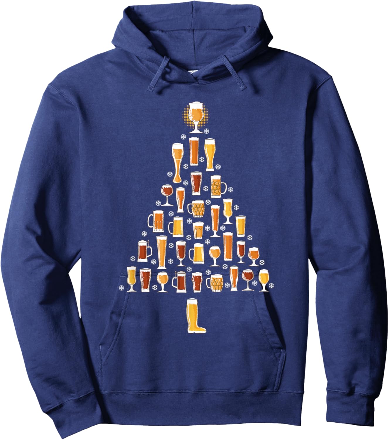 Beer Christmas Tree Men Women Beer Ugly Christmas Hoodie - Hoodie | Navy