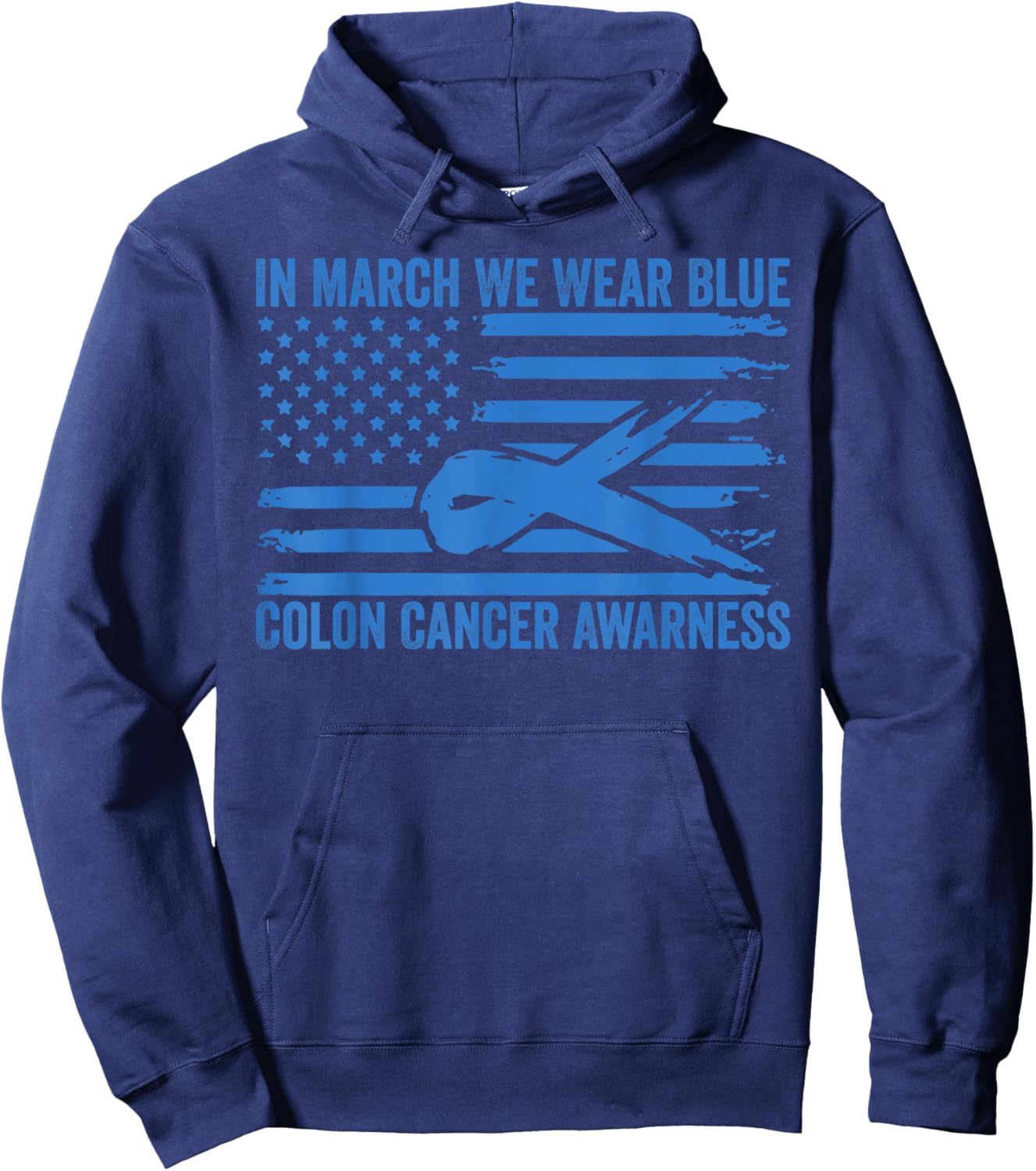 in March We Wear Blue Colon Cancer Awareness Hoodie - Hoodie | Navy
