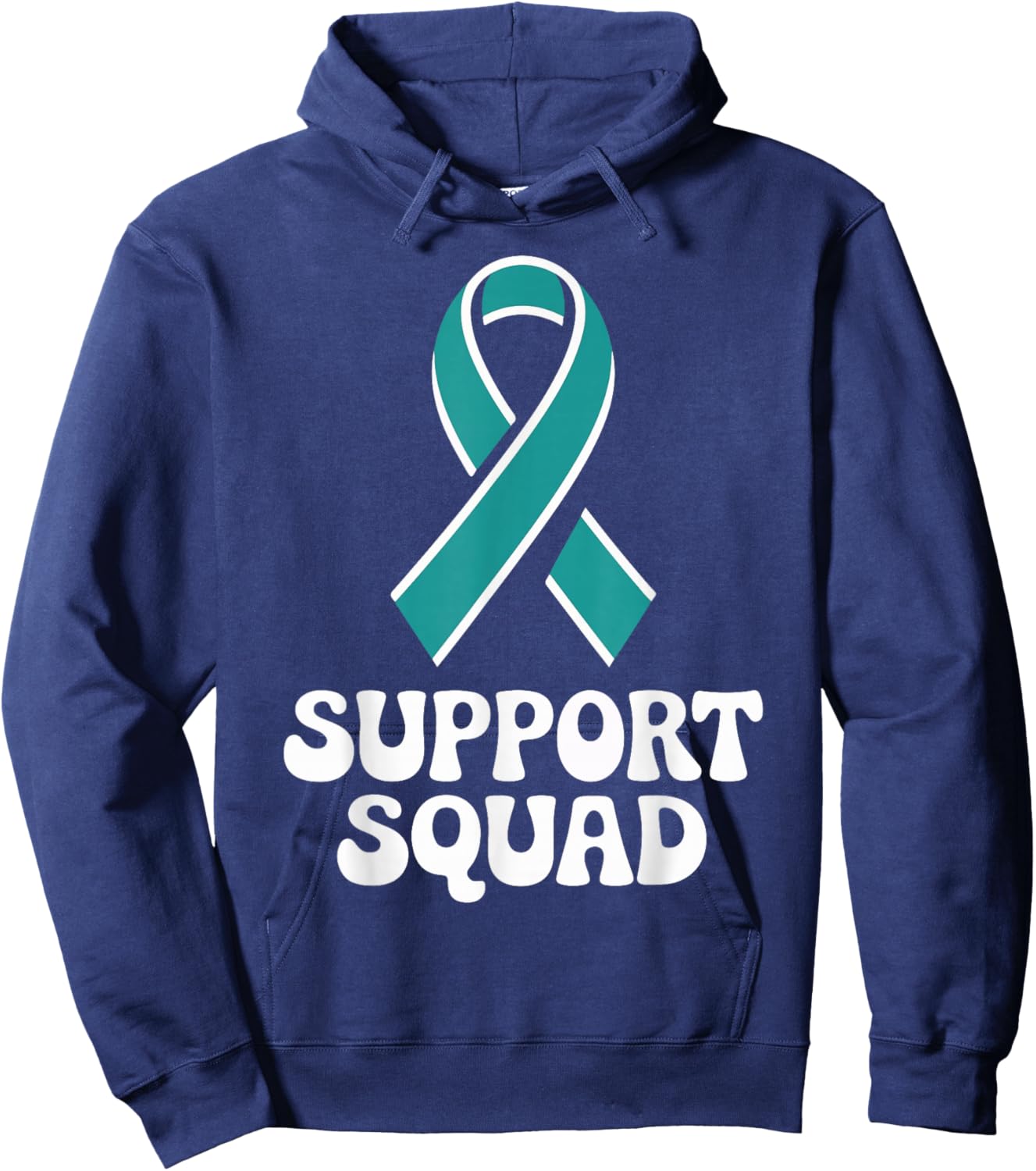 Cervical Cancer Awareness Support Squad Teal Ribbon Hoodie - Hoodie | Navy