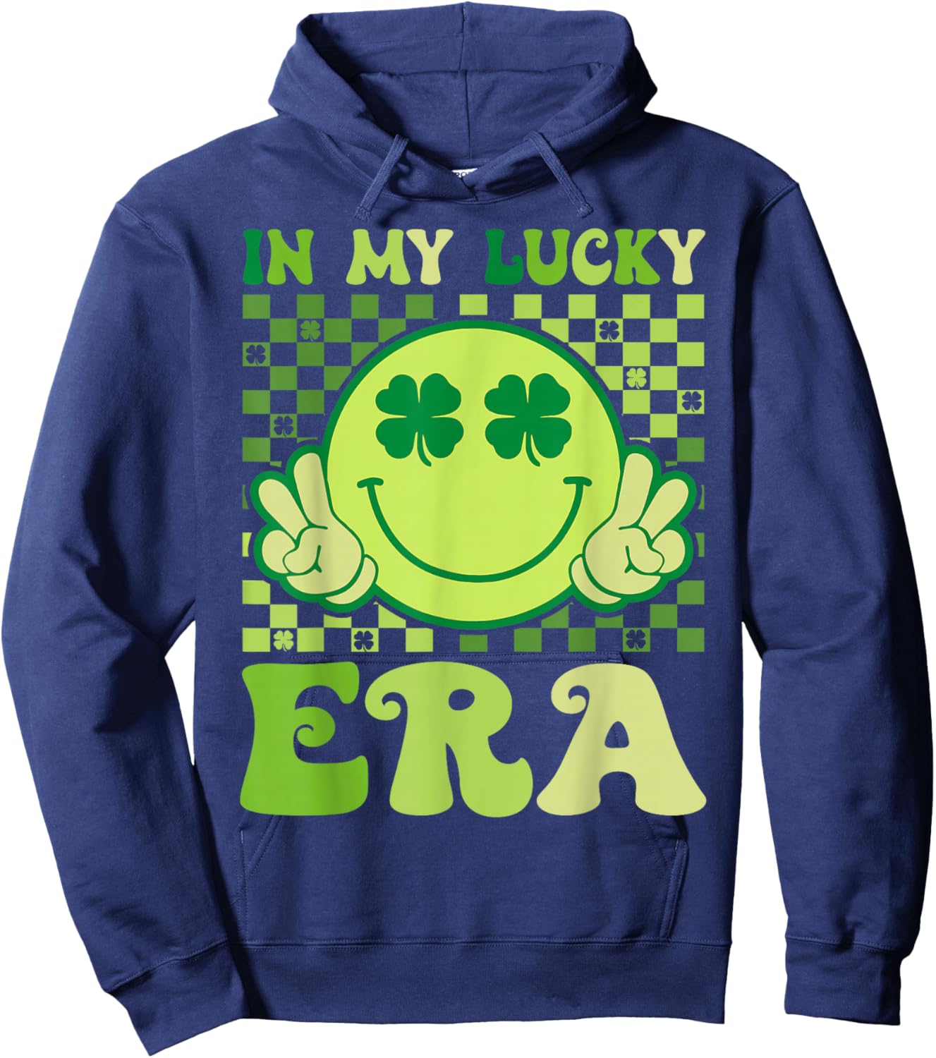 Groovy in My Lucky Era St Patricks Day Shamrock Men Women Hoodie - Hoodie | Navy