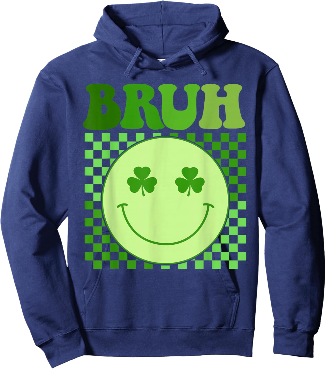 Groovy St Patricks Day Bruh Lucky Shamrock Women Girls Kids Hoodie - Hoodie | Navy