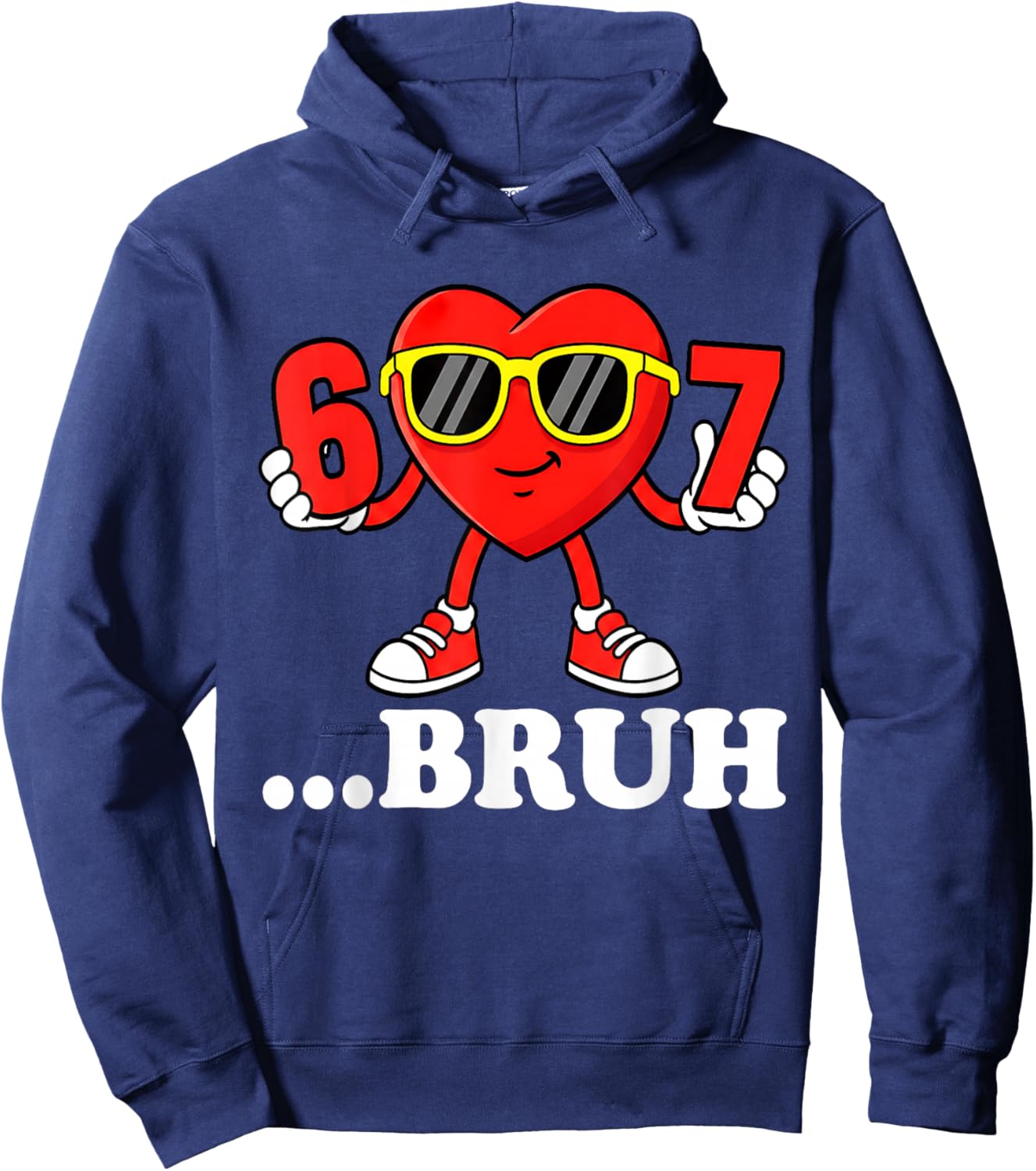 Funny Six Seven 67 Meme 6 7 Bruh Valentine Boys Girls Kids Hoodie - Hoodie | Navy