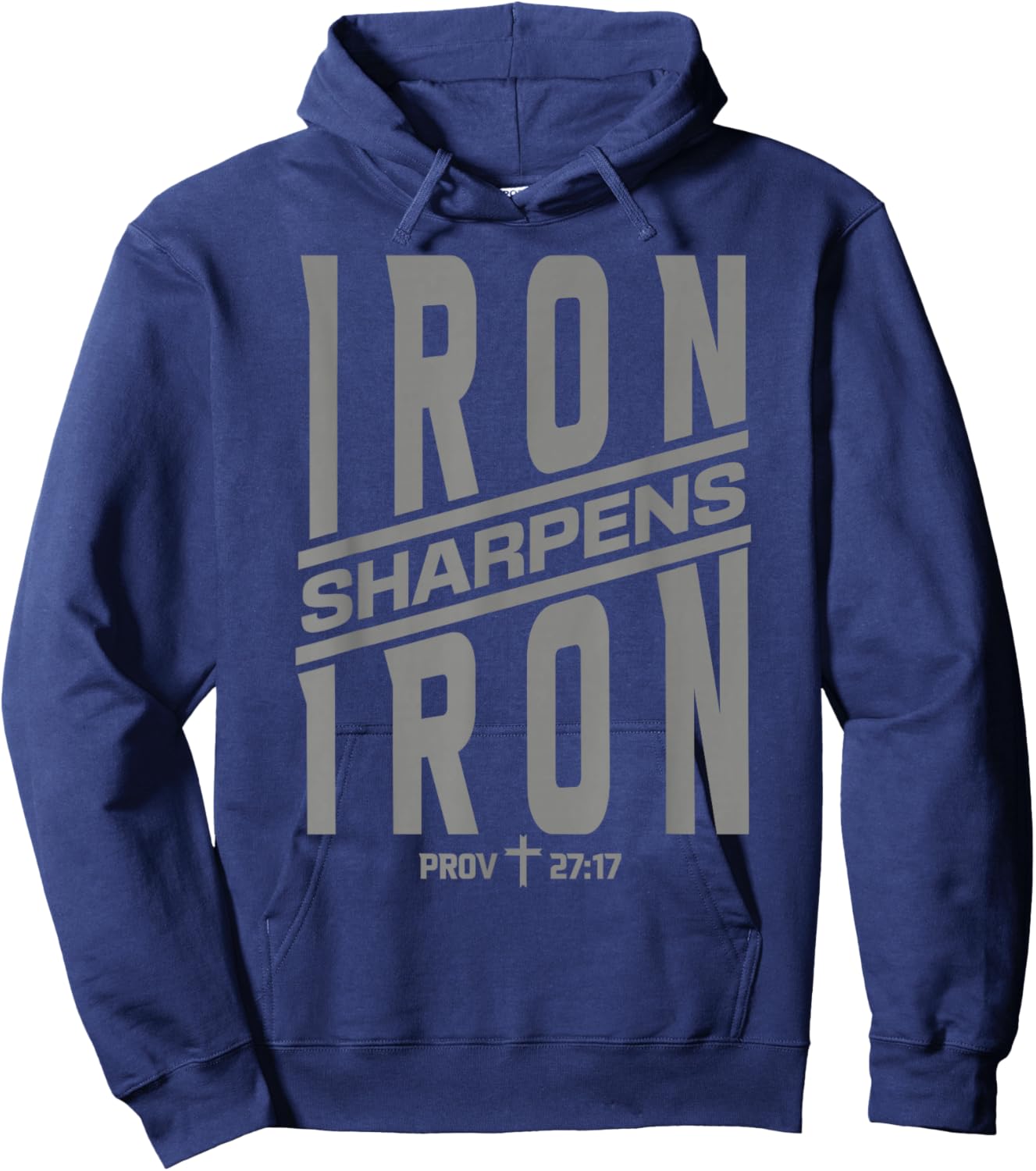 Proverbs 27:17 Iron Sharpens Iron Bible Scripture Gym Hoodie - Hoodie | Navy