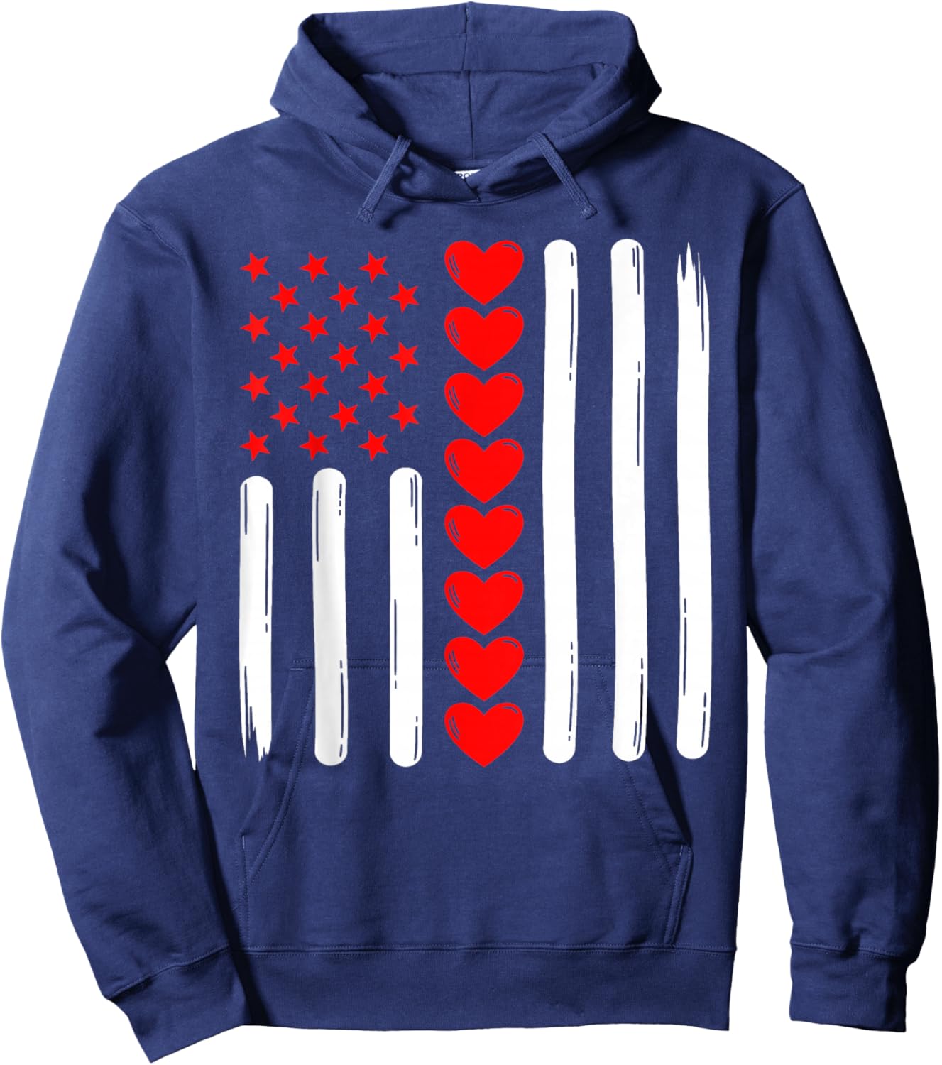 Retro Vintage USA Flag Valentines Day Women Kids Hoodie - Hoodie | Navy