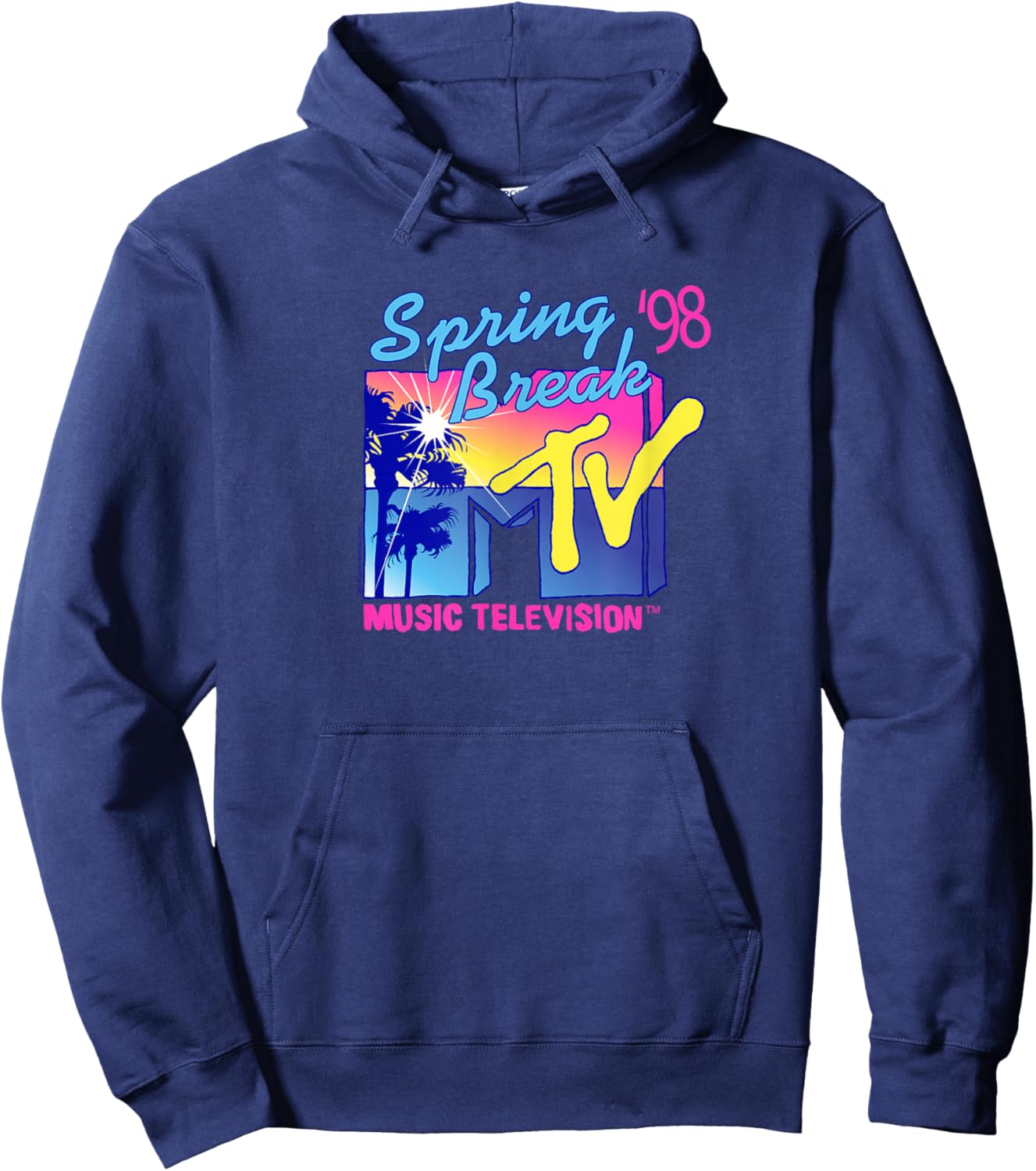 MTV Spring Break '98 Palm Tree Logo Vintage TV Hoodie - Hoodie | Navy