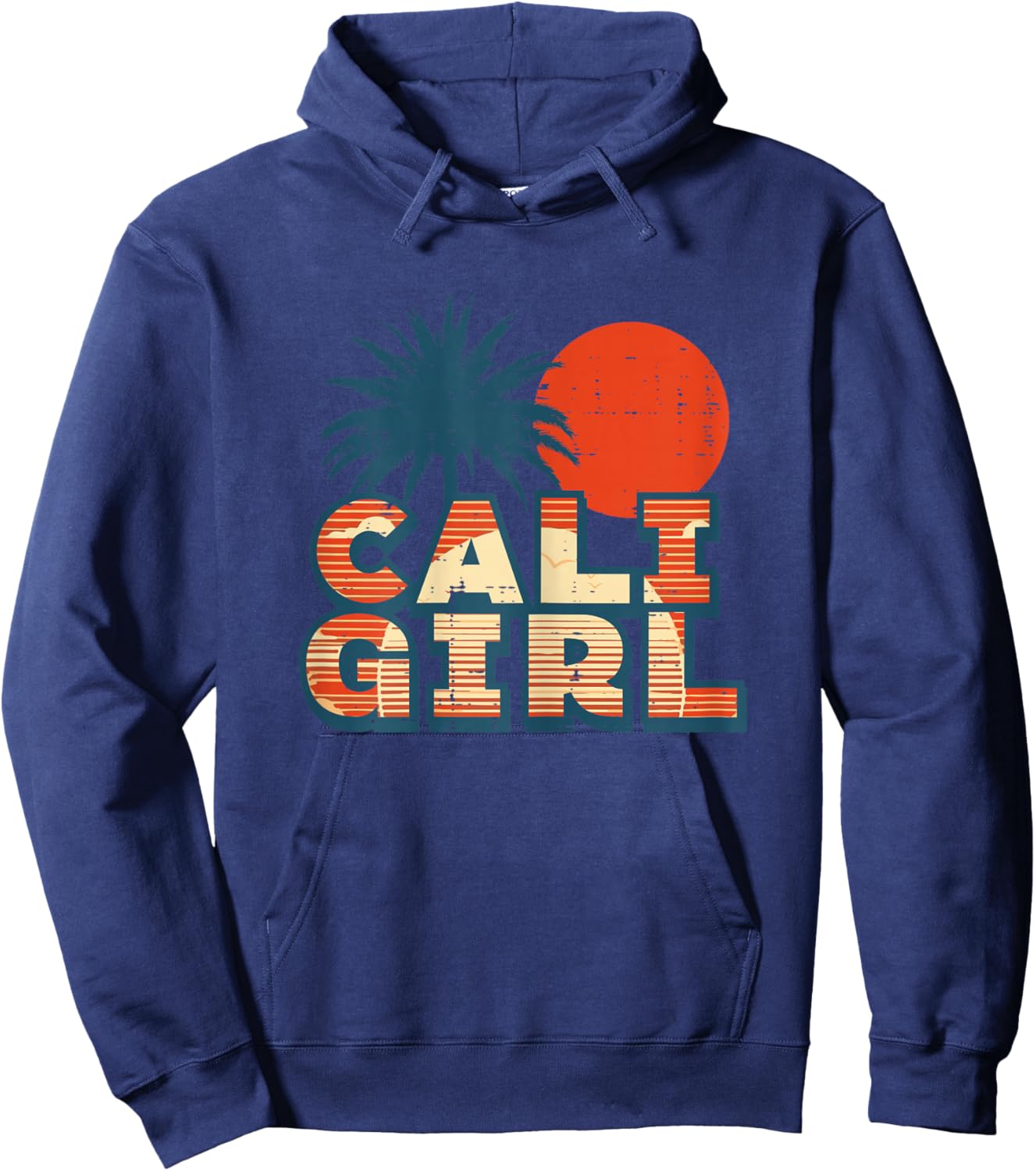 Vacation Cali Girl Palm Trees Sun Summer Girls Kids Women Hoodie - Hoodie | Navy