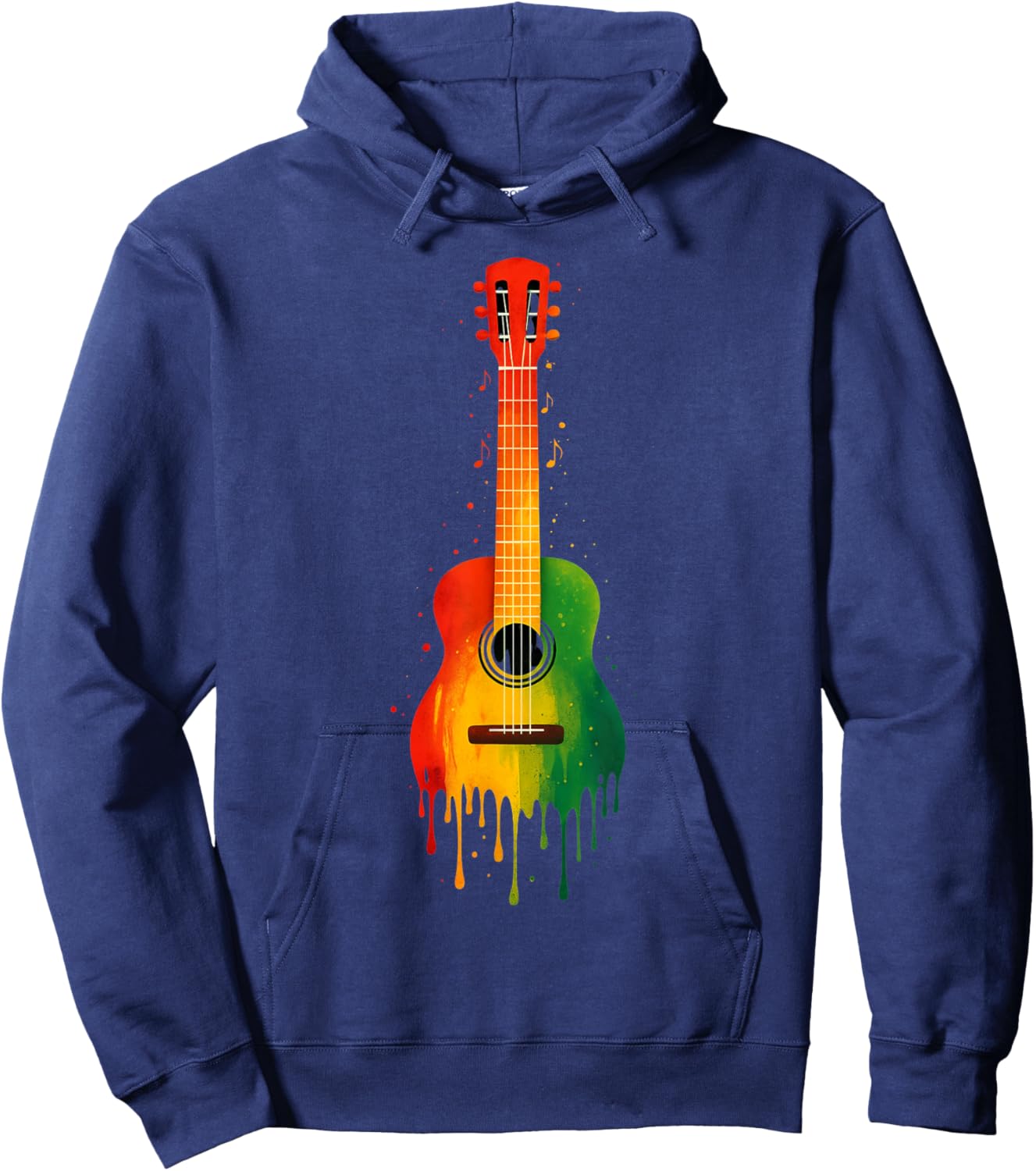 Dripping Paint Acoustic Guitar Art | Jamaican Reggae Vibes Hoodie - Hoodie | Navy