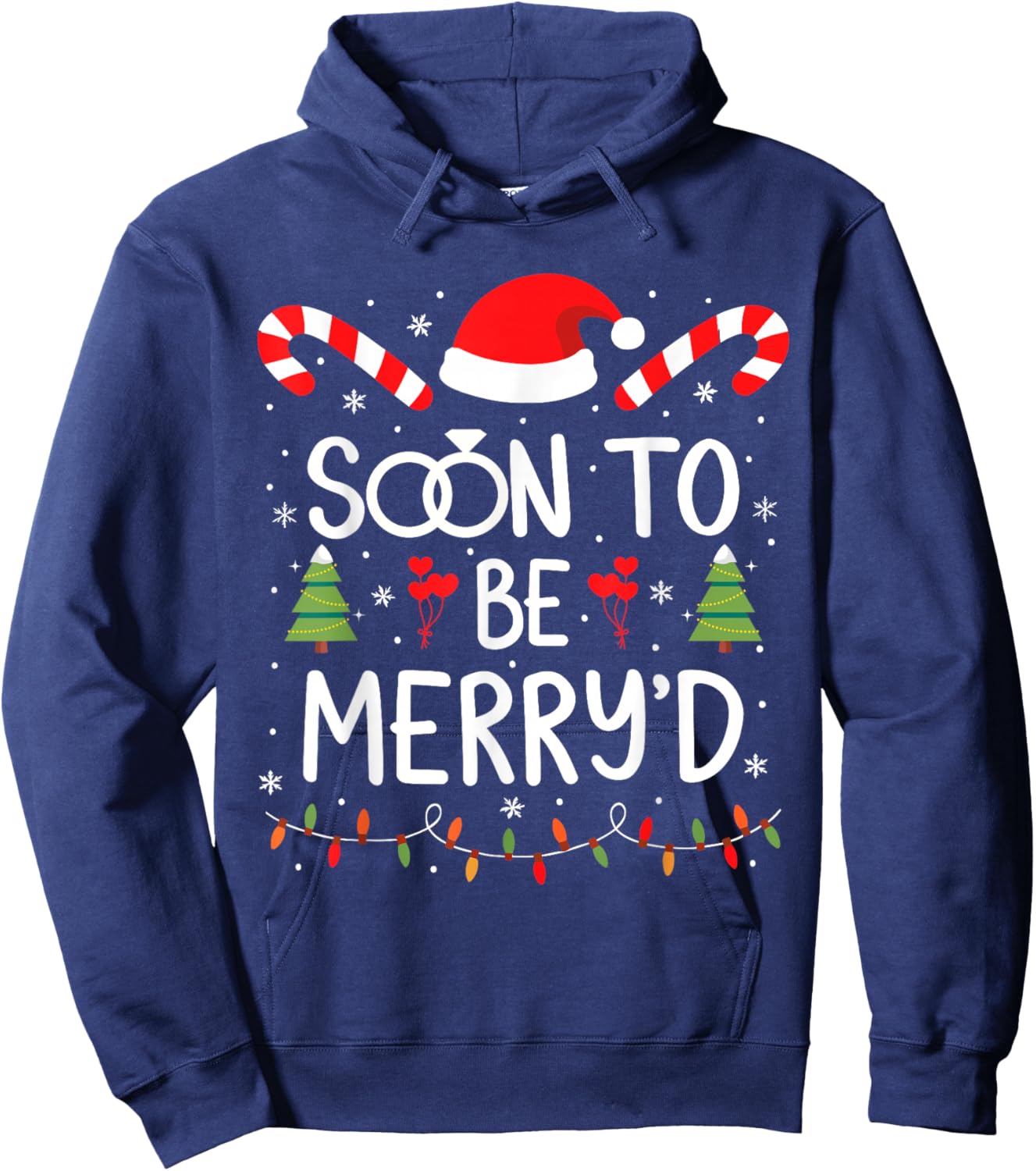 Soon to Be Merry'd Bride Engaged Matching Couples Christmas Hoodie - Hoodie | Navy
