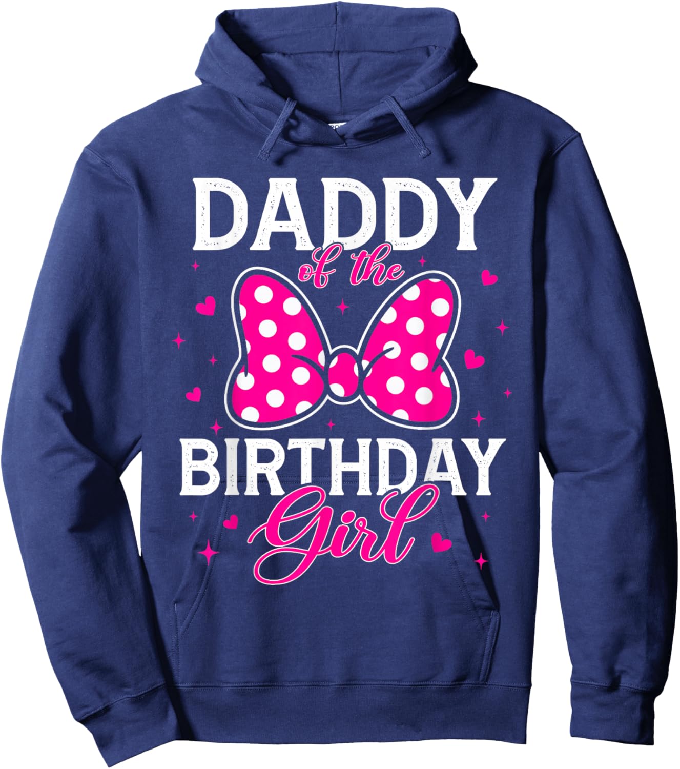 Daddy of The Birthday Girl Cute Pink Bow Family Matching Hoodie - Hoodie | Navy
