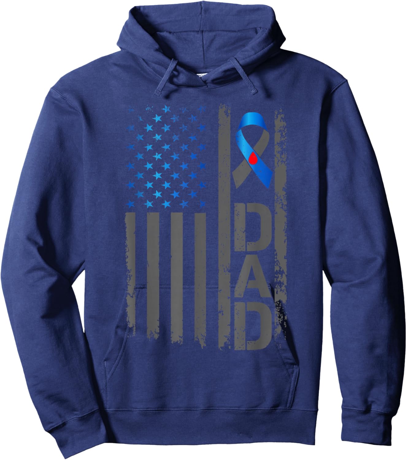 Type 1 Diabetes Awareness T1D Dad of Warrior Type 1 Diabetic Hoodie - Hoodie | Navy