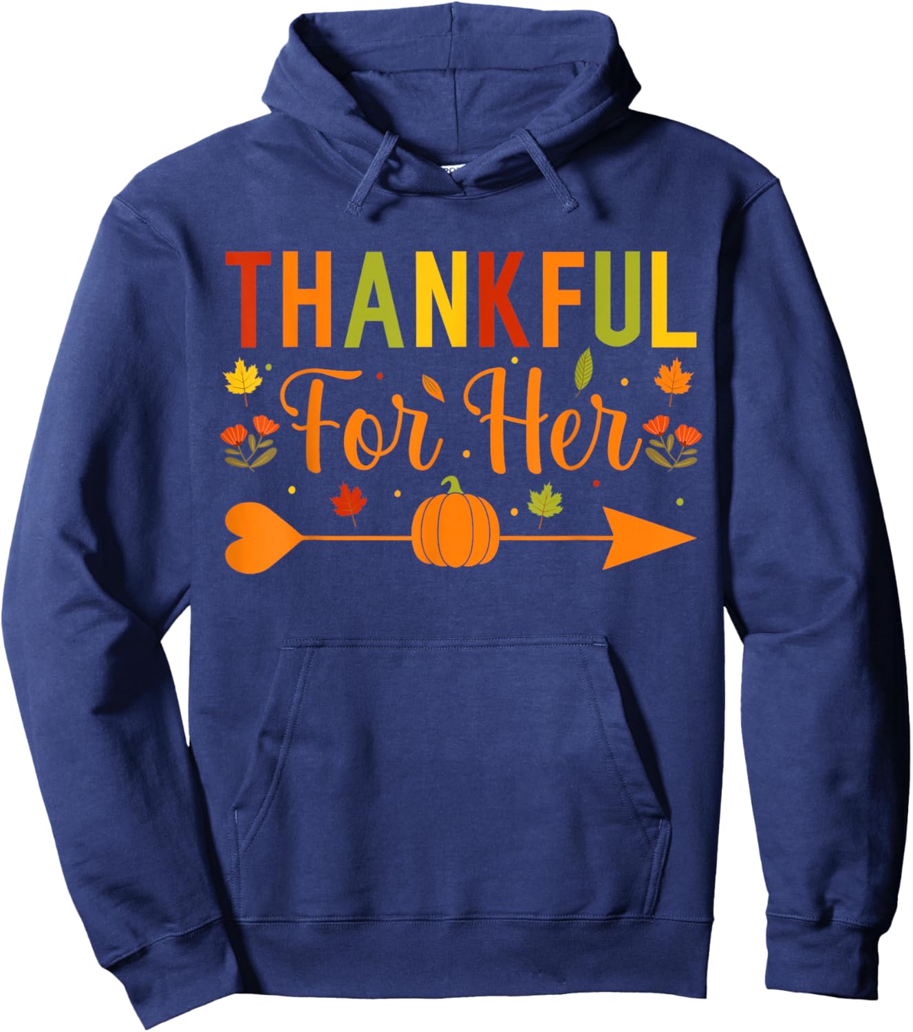 Thankful Couples Fall Matching Couple Thanksgiving Hoodie - Hoodie | Navy