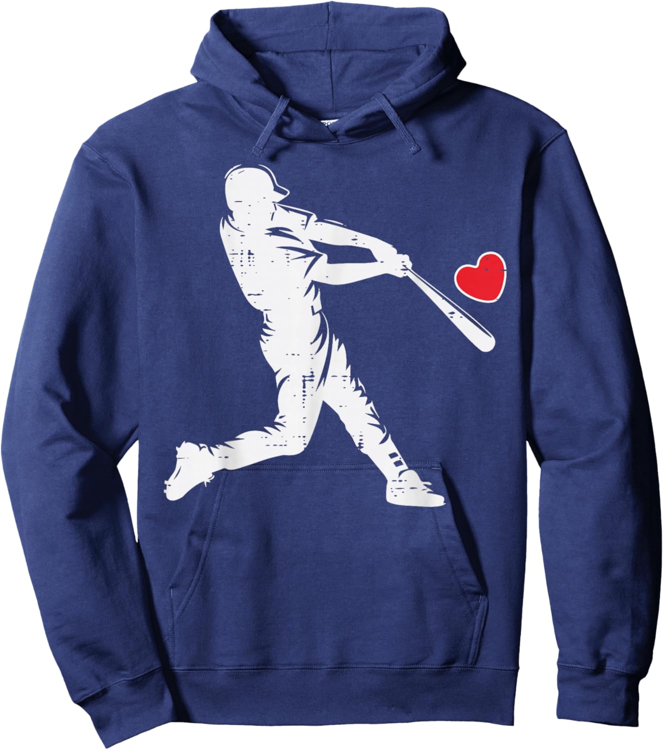 Valentines Day Baseball Batter Silhouette Heart Men Boys Kid Hoodie - Hoodie | Navy