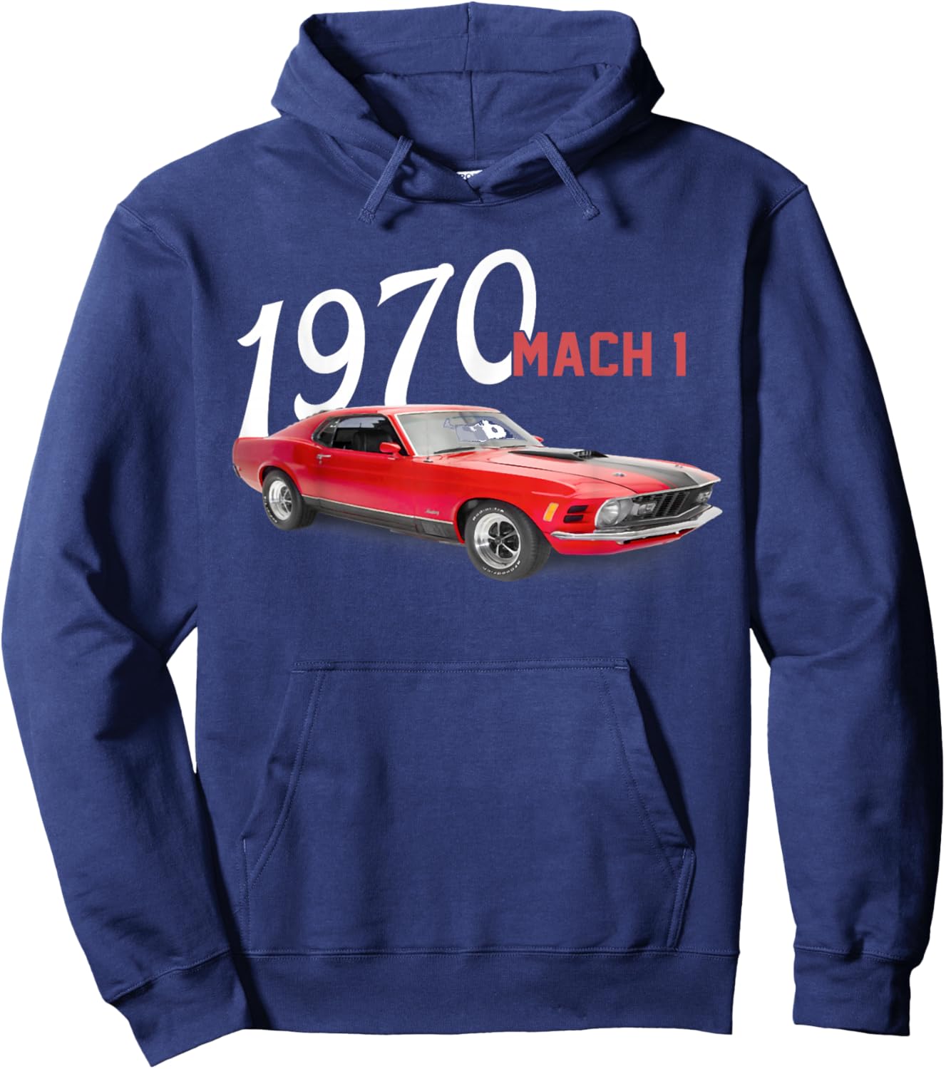 1970 70 Mach 1 Red Classic Vintage Old Car USA Flag Hoodie - Hoodie | Navy