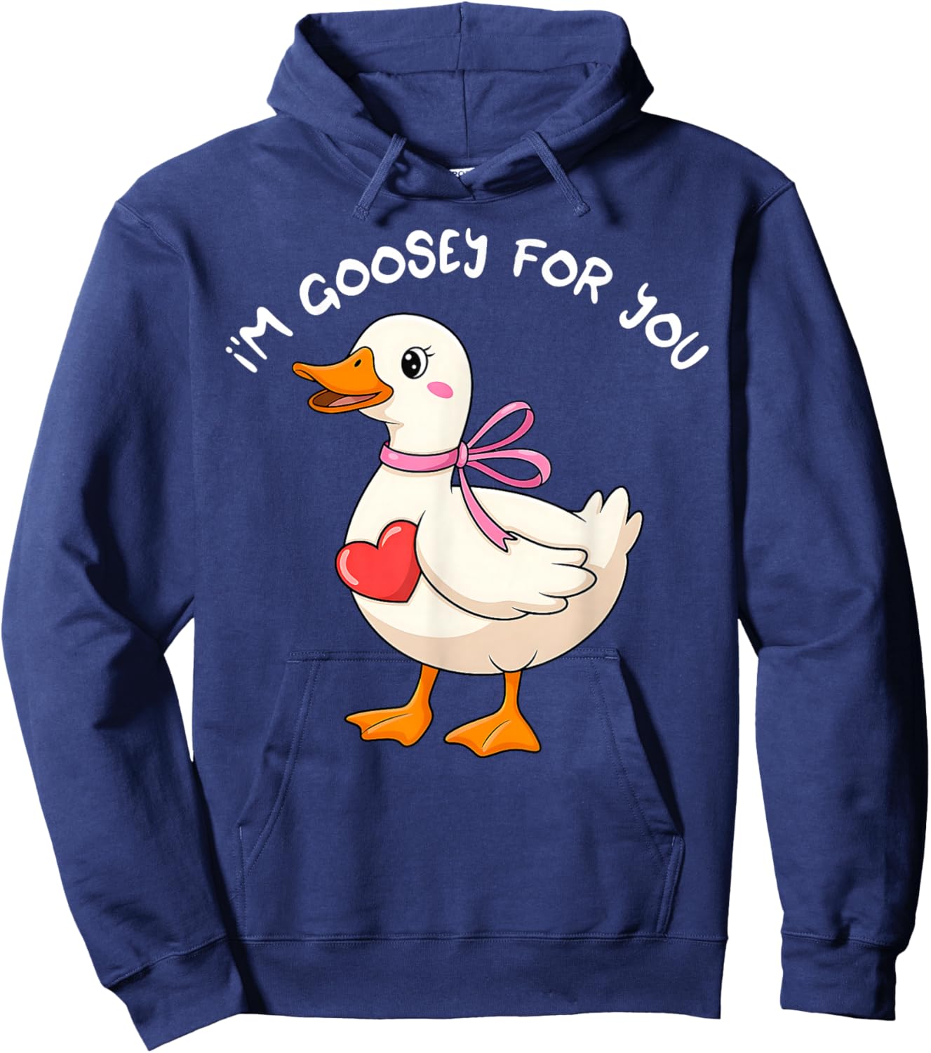 I'm Goosey for You Coquette Valentine Goose Hoodie - Hoodie | Navy